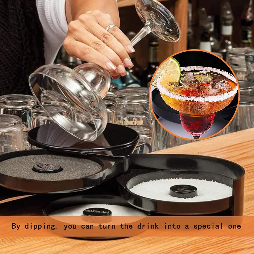 3 Tier Bar Szklany Rimmer na Margaritę i Koktajl, Narzędzie Barmana, Pojemnik Na Przyprawy Salt Box