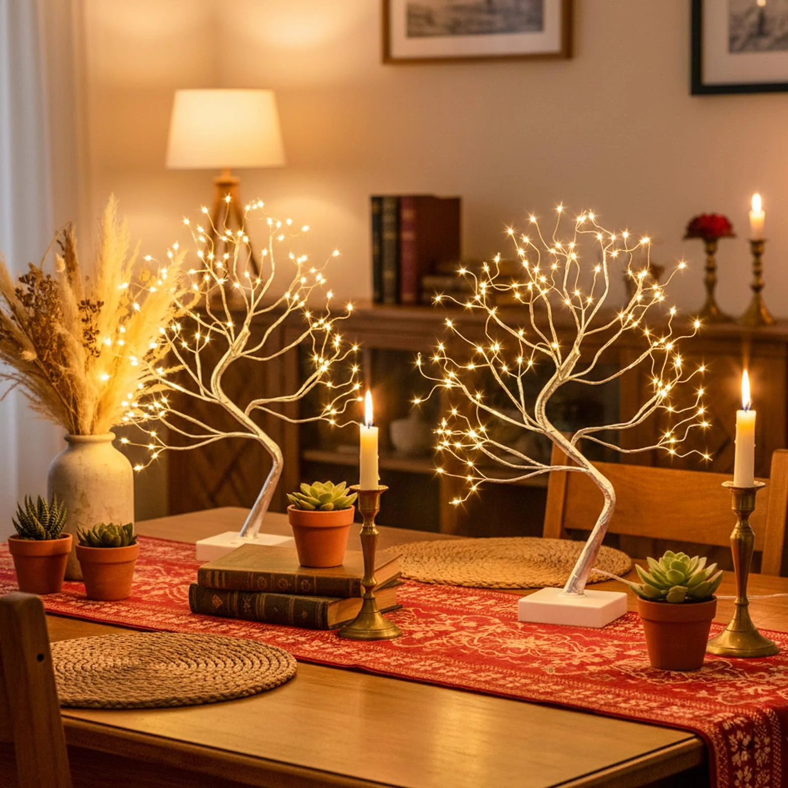 Drzewko świetlne do użytku w pomieszczeniach, 108 diod LED, ciepła biel, drzewko bonsai, dekoracja ścienna, regulowane gałęzie, zasilanie przez USB/zasilanie bateryjne, dekoracja