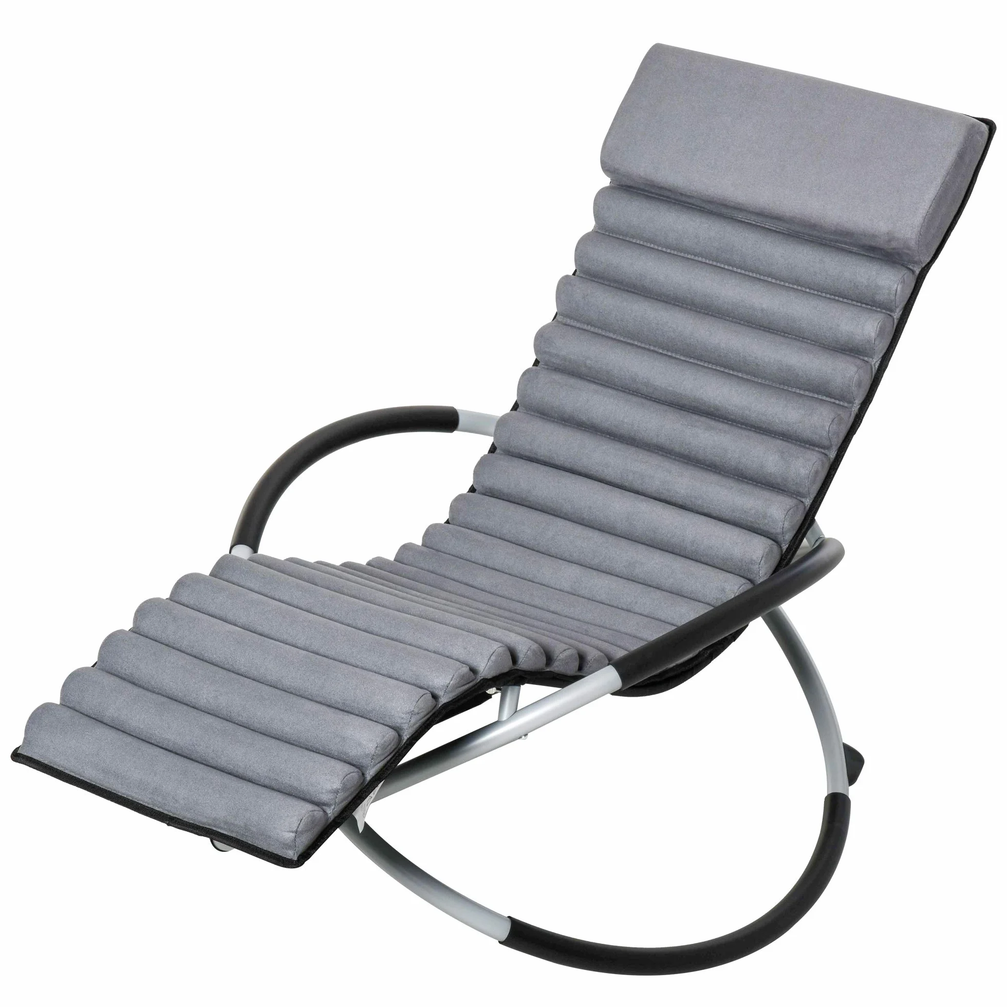 Outsunny fotel bujany ergonomia 2 w 1 krzesło bujane krzesło ogrodowe leżanka bujana tekstylina kulisty ciemnoszary 150 x 62 x 88 cm