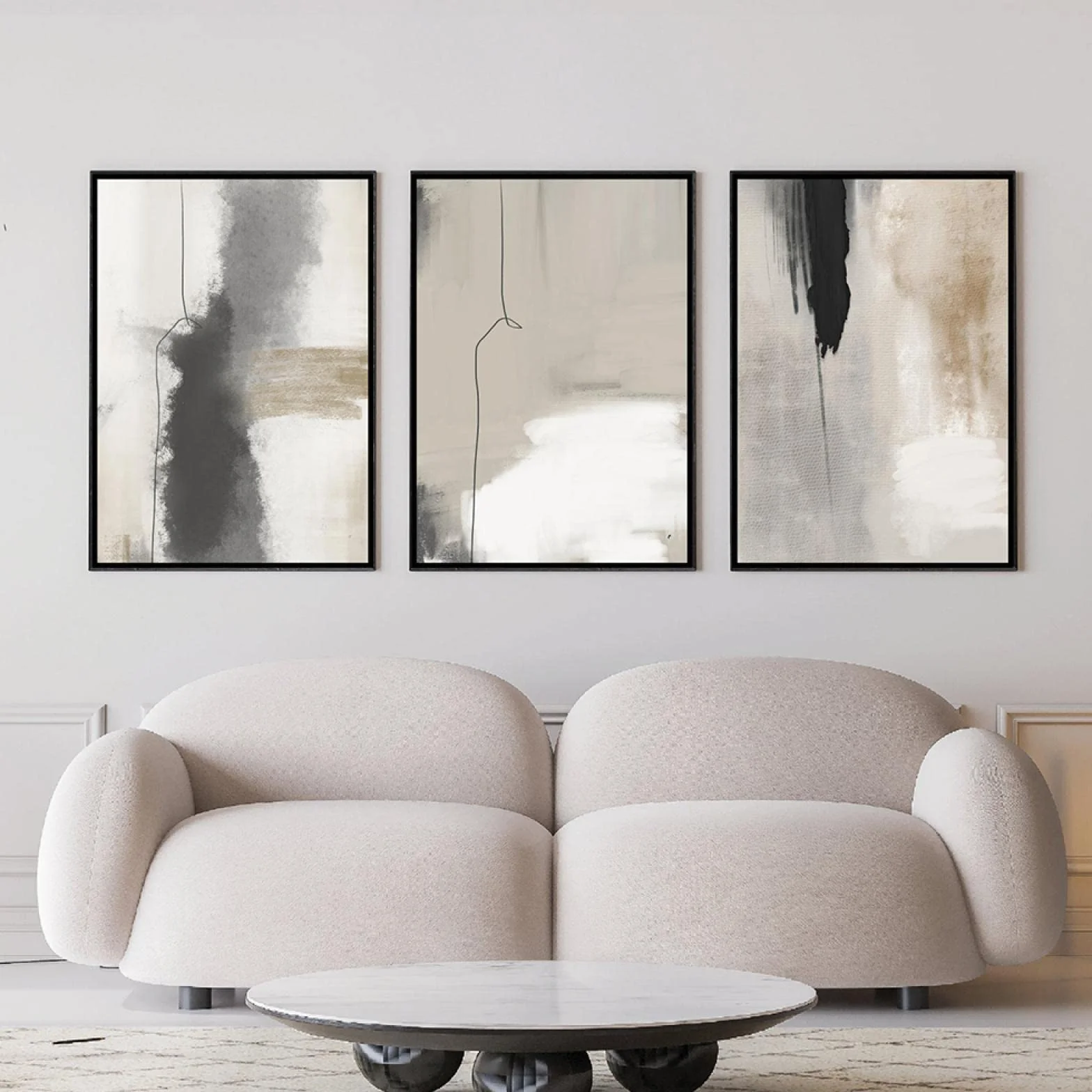 KEBIA Obrazy na płótnie abstrakcyjne akwarela 70 x 100 cm x 3 bez ramy