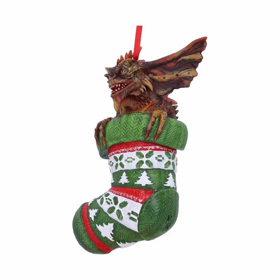 Nemesis Now Gremliny irokez w pończochach wiszący świąteczny dekoracyjny ornament 12 cm, żywica, zielony, oficjalnie licencjonowany towar Harry Potter, odlewany w najlepszej żywicy, fachowo ręcznie