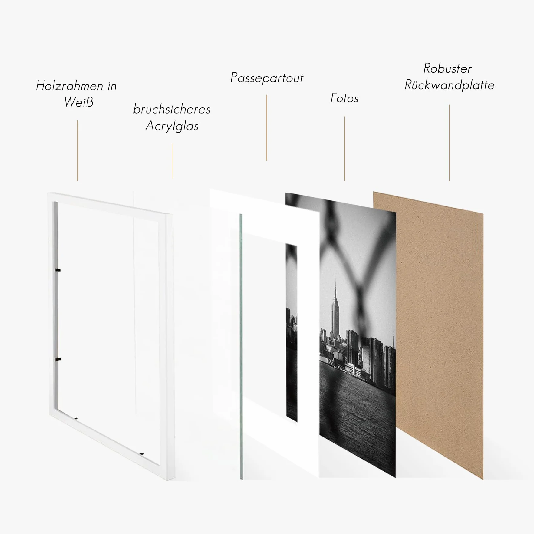 Ramki na zdjęcia A4 białe 21 x 30 cm zestaw 3 sztuk z passe-partout