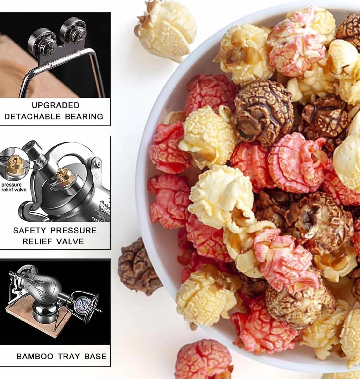 Ręczna maszyna do popcornu ze stali nierdzewnej, mini garnek 500 ml