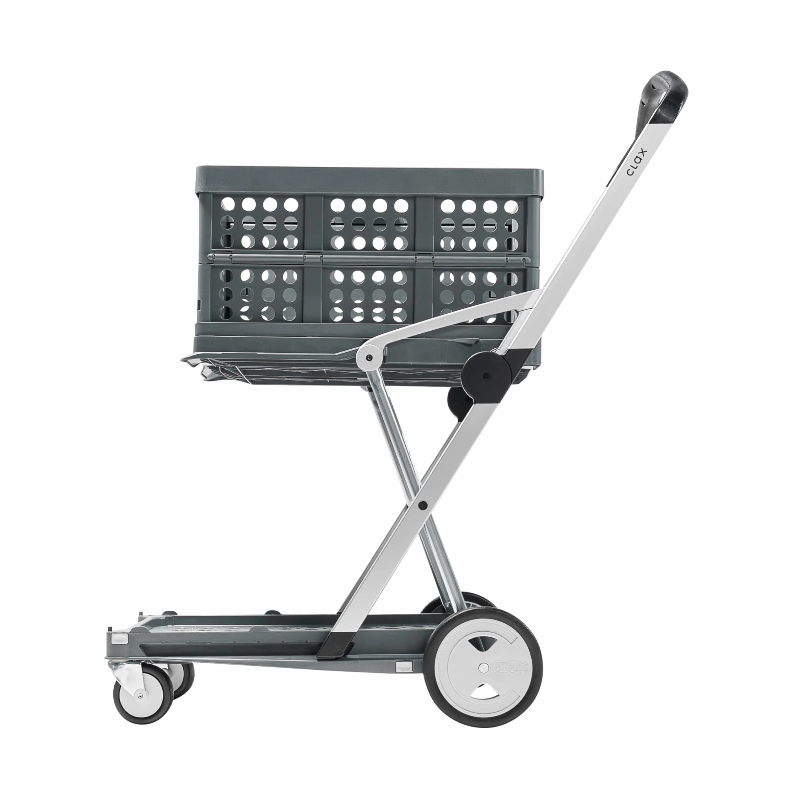 CLAX® Wielofunkcyjne funkcjonalne składane wózki, mobilny wózek składany, wózek na zakupy ze skrzynią do przechowywania, wózek platformowy (szary)