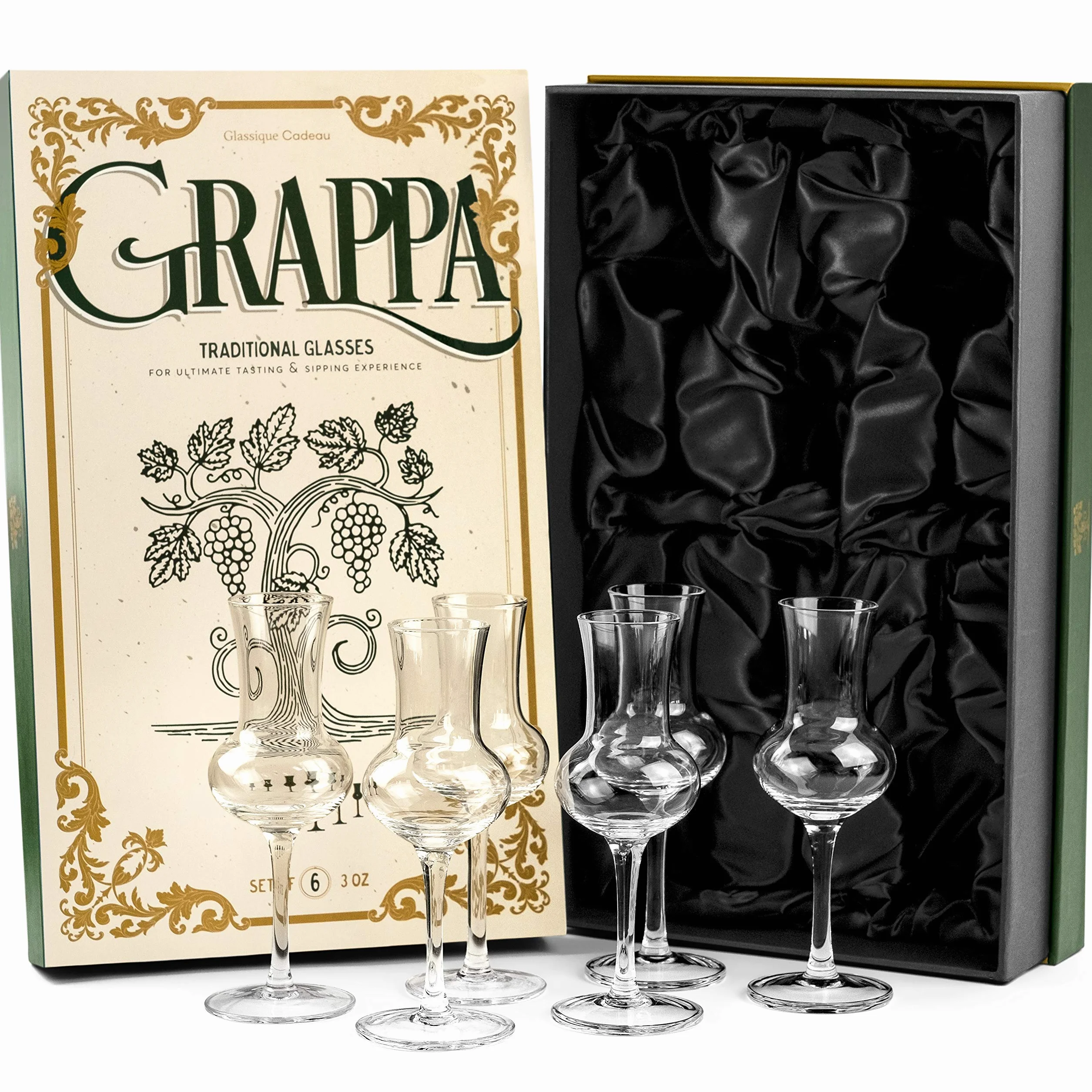 GLASSIQUE CADEAU Kryształowe kieliszki do grappa zestaw 6 sztuk 90 ml