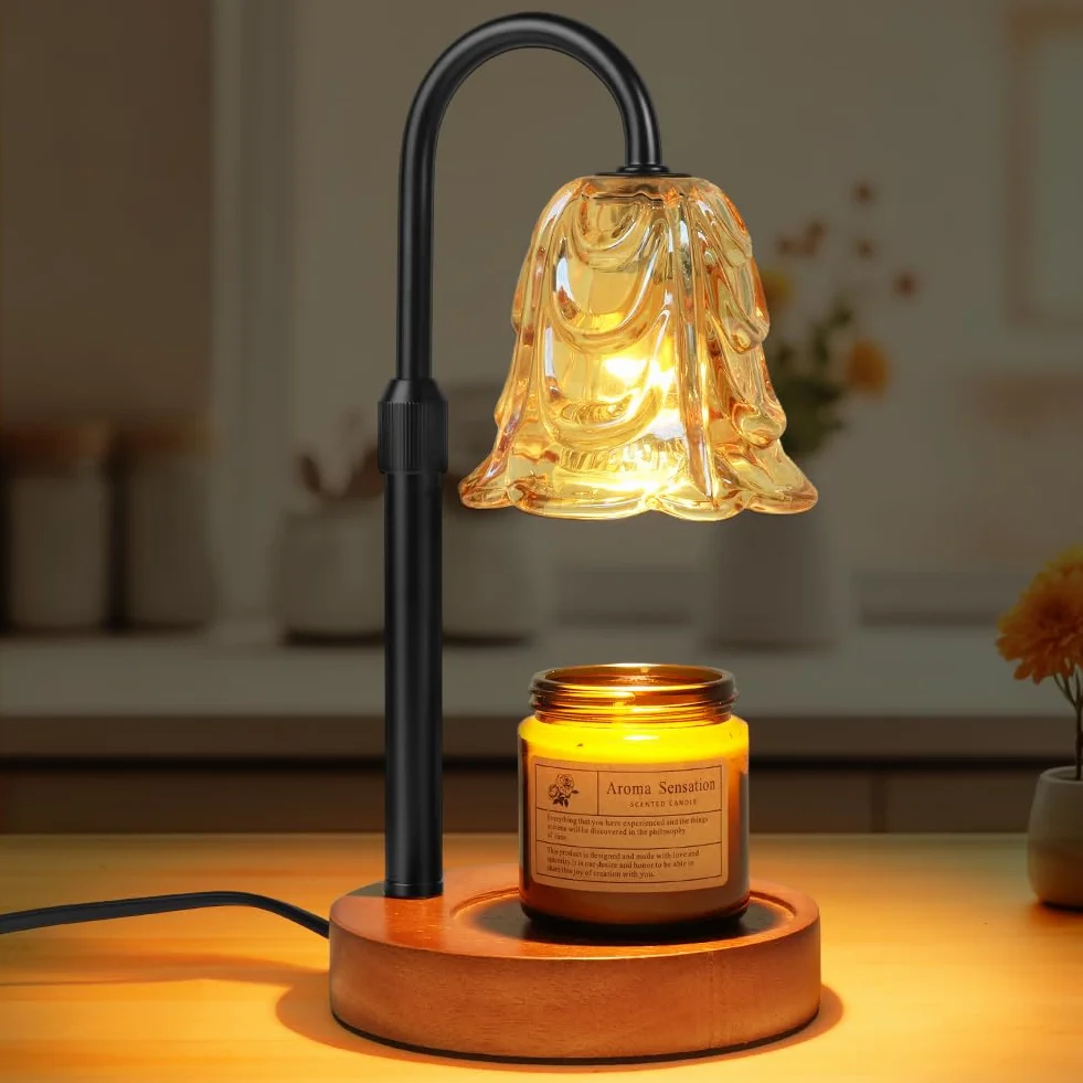 Vicloon Lampa ogrzewacz do świec z 2 żarówkami, podgrzewacz do świec z timerem i ściemniaczem, z regulacją wysokości, lampa zapachowa do słoików, lampa do dekoracji domu, prezent dla rodziny i