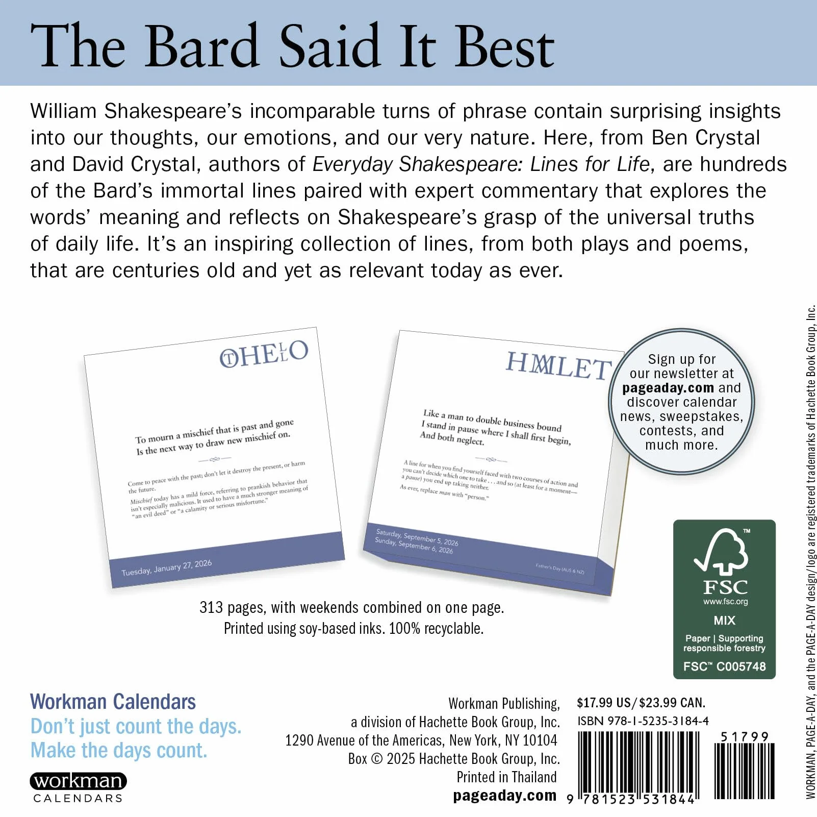Everyday Shakespeare: Lines for Life Page-A-Day® Calendar 2026