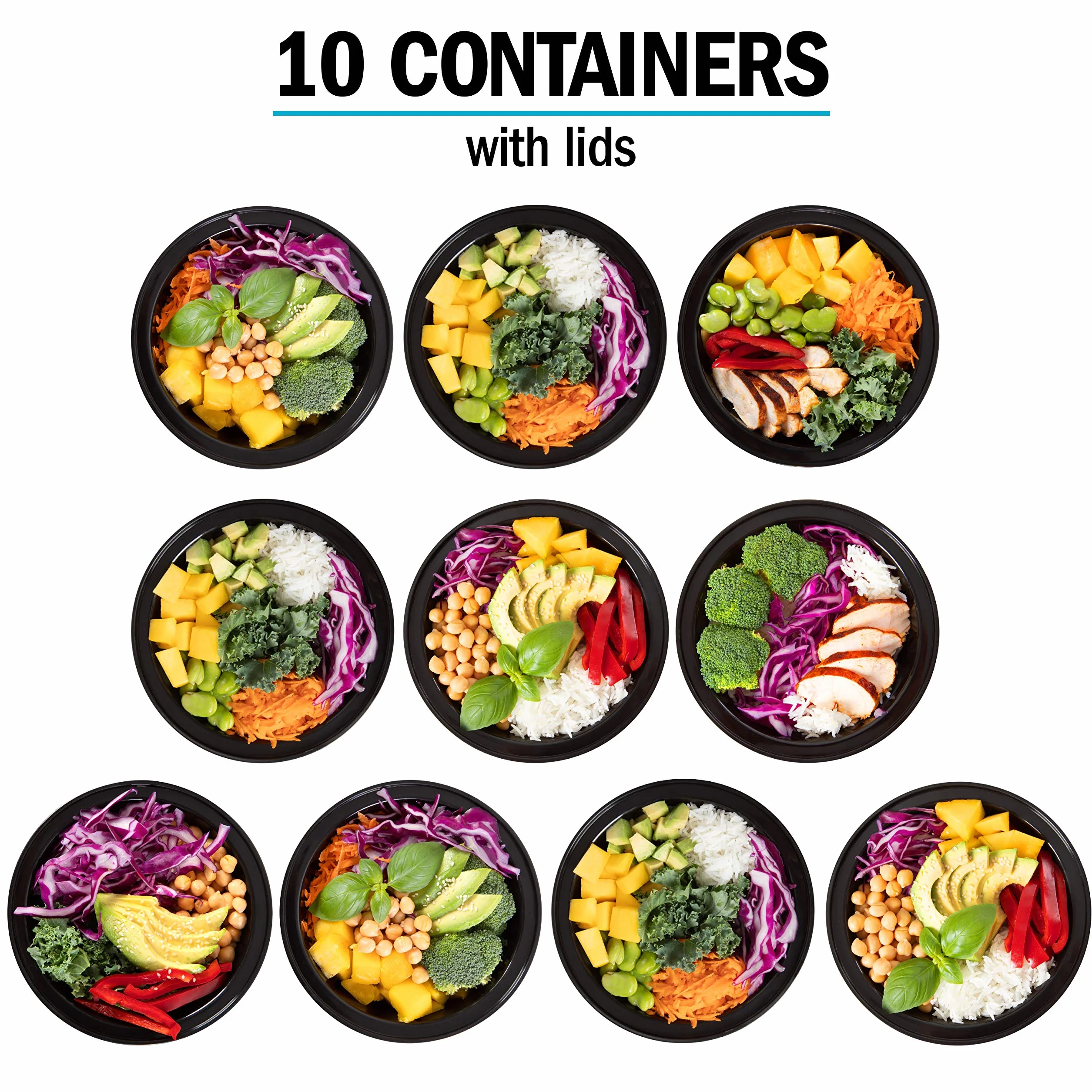 Igluu Meal Prep Pojemniki na żywność okrągłe 828 ml 10 szt. Bez BPA