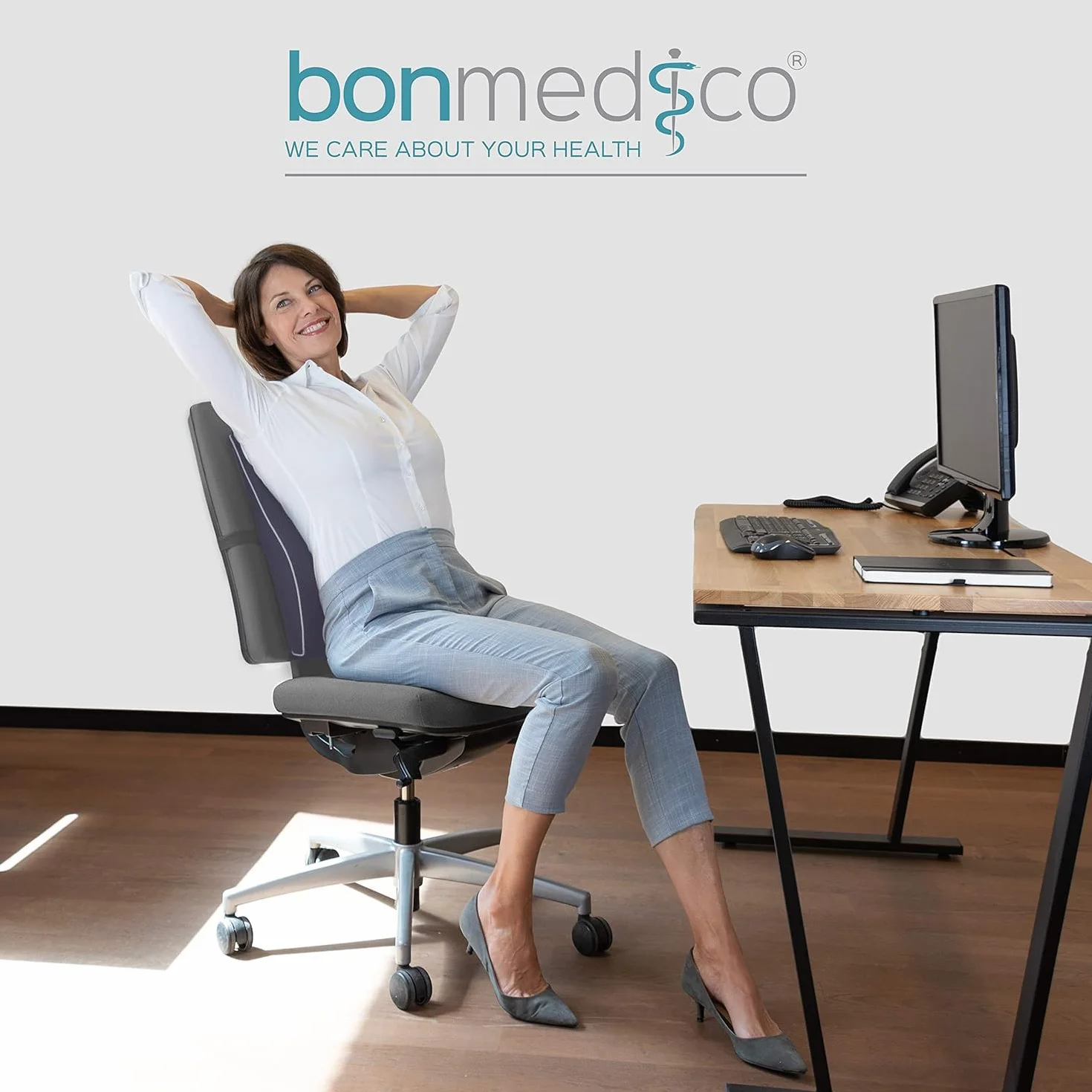 Bonmedico Ergonomic Memory Foam Cuscino Lombare per Sedia da Ufficio, Nero