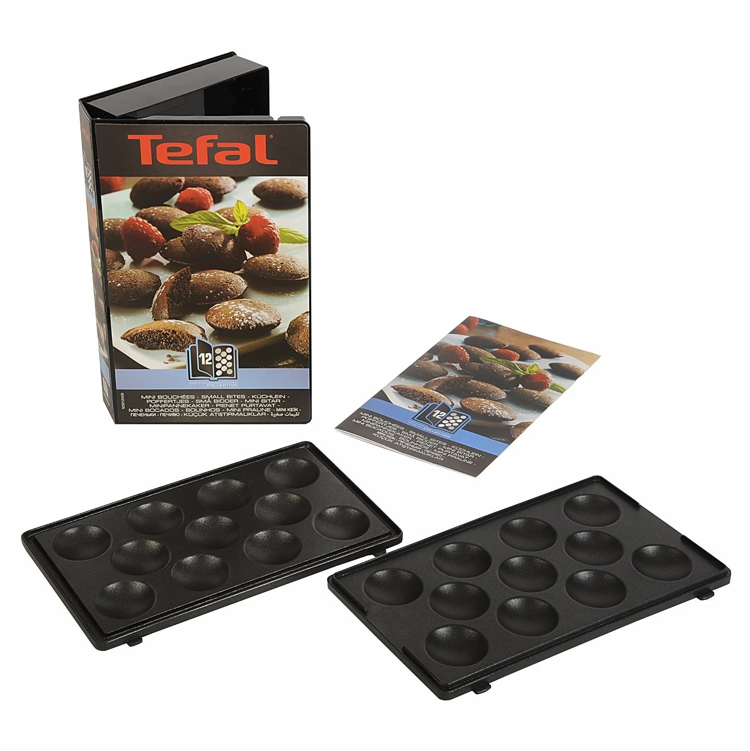 TEFAL Wymienne płyty do mini ciastek, Snack Collection, nieprzywierająca powłoka, czarny