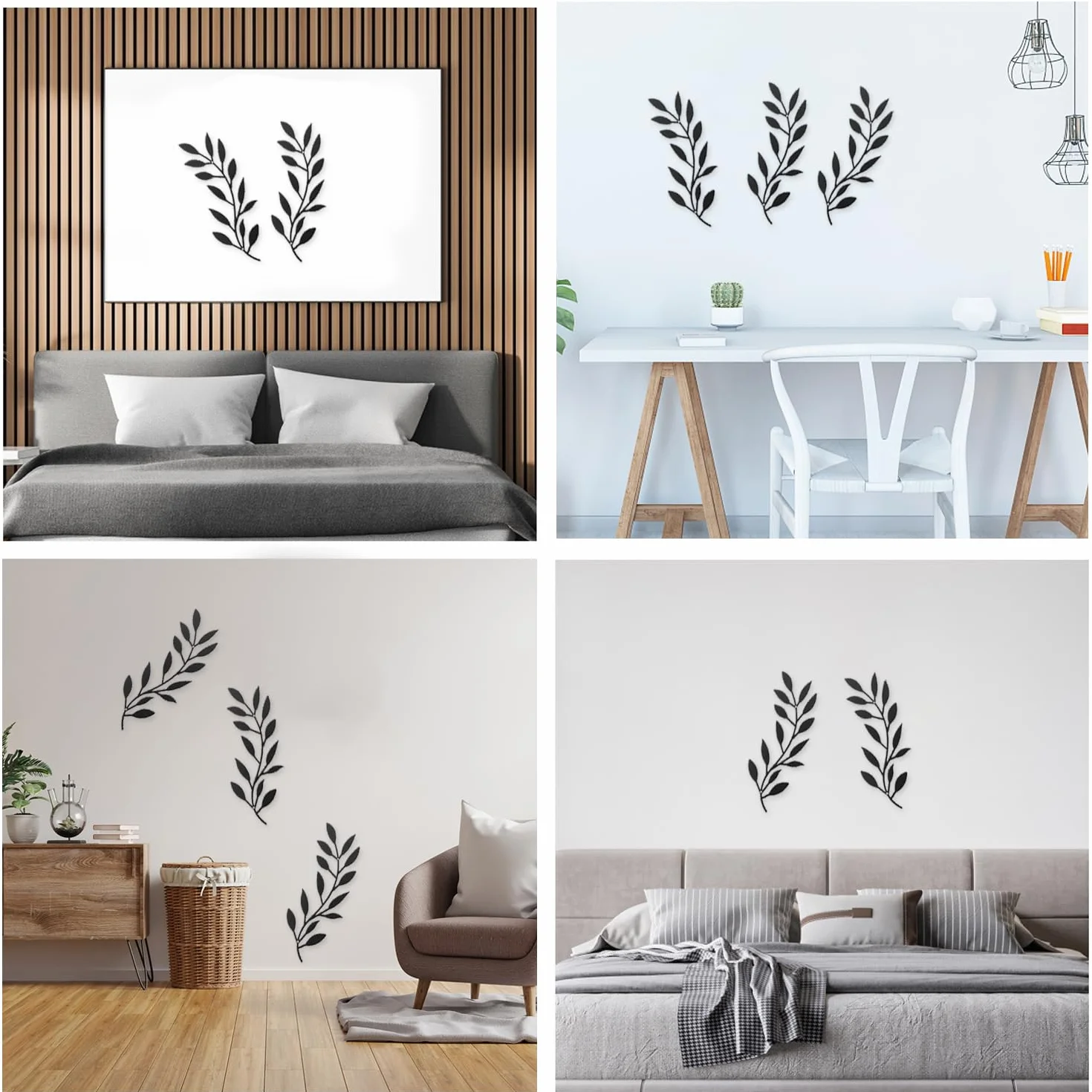 lemgyiamz Metalowa dekoracja ścienna czarny metalowy design, 41 x 16 cm, metalowa dekoracja ścienna do wnętrz i na zewnątrz prezent dekoracja do domu ogrodu, 2 sztuki