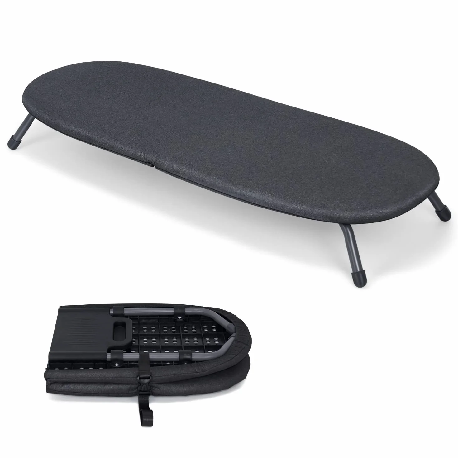 Duwee Składana Deska do Prasowania, Mała Deski do Prasowania Stołowa, Kompaktowa Deska do Prasowania, Oszczędzająca Miejsce, Latwa do Przechowywania, Czarna, 32 x 82 cm