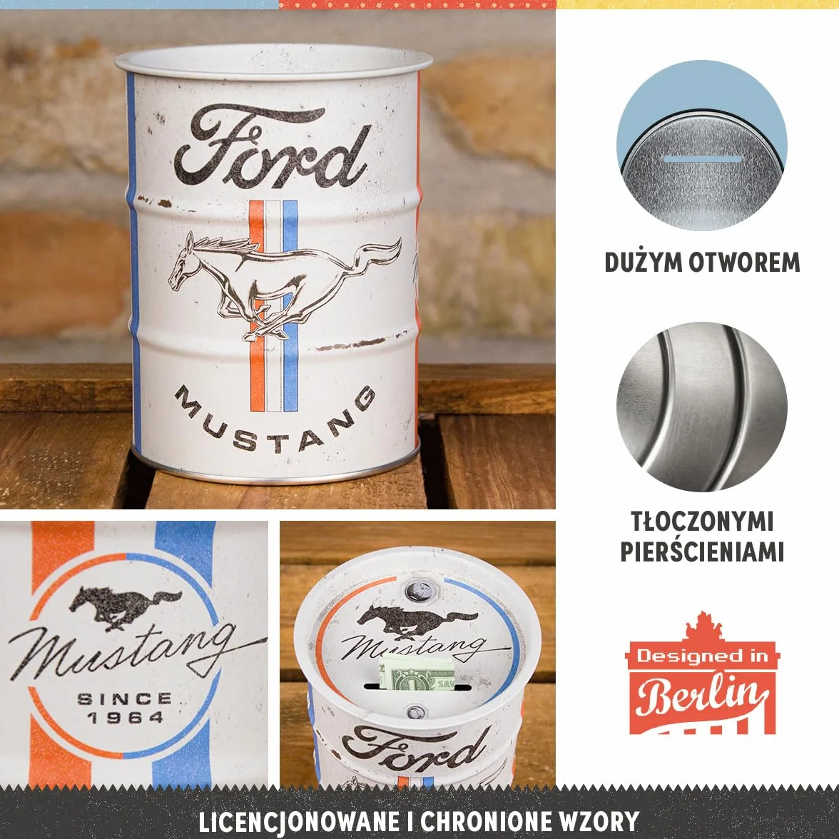 Nostalgic-Art Retro skarbonka Ford Mustang 600 ml metalowa Official License Product