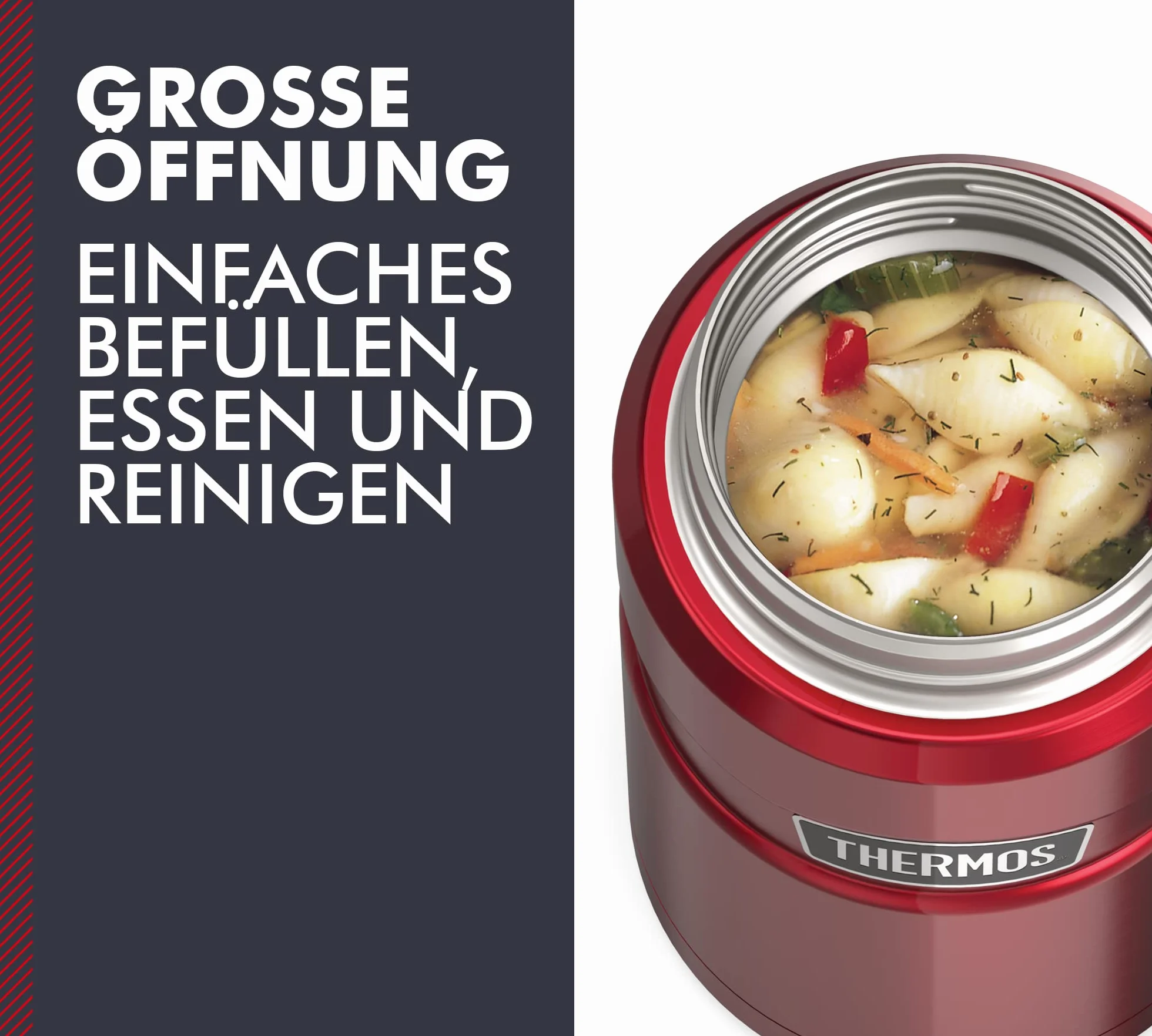 Thermos Stainless King pojemnik termiczny do jedzenia, czerwony, 0,70 l, stal nierdzewna, absolutnie szczelny, utrzymuje temperaturę potraw przez 14 h i zimno przez 24 h, nie zawiera BPA