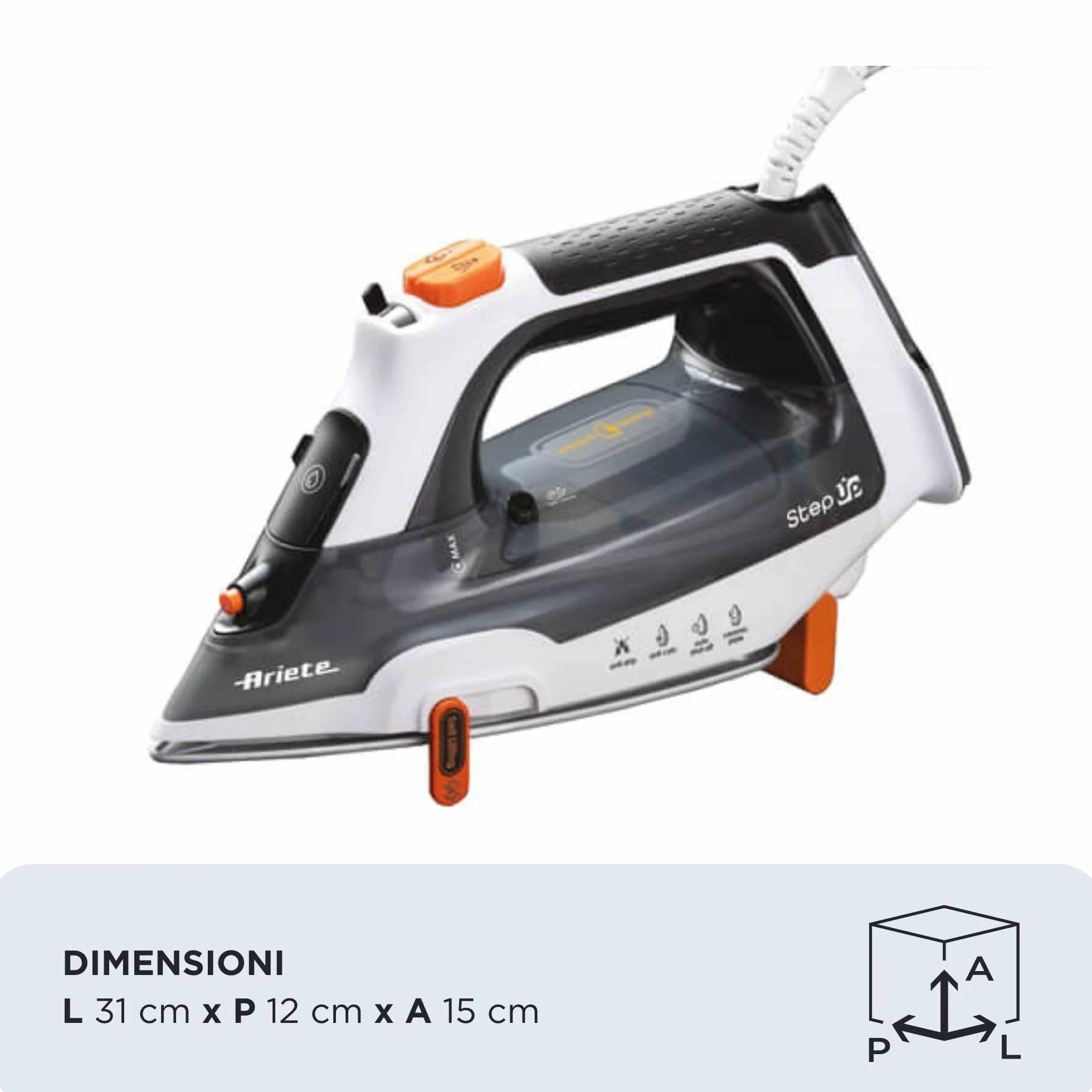 Ariete 6190 Step UP żelazko 2400 W 320 ml płyta ceramiczna para ciągła 30 g/min