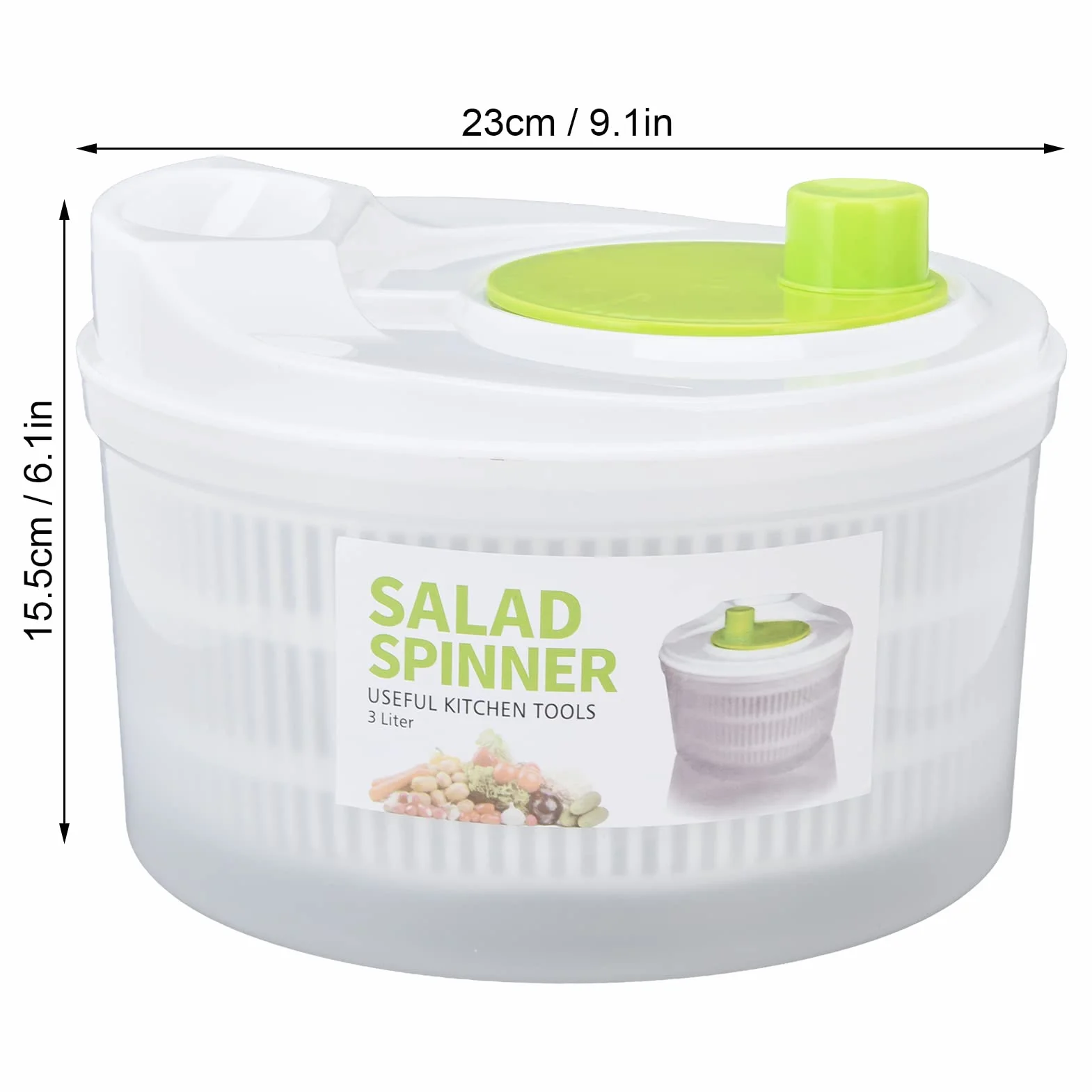 Suszarka do Warzyw 3L Ociekacz do Sałatek z Miską Plastikowa Bez BPA