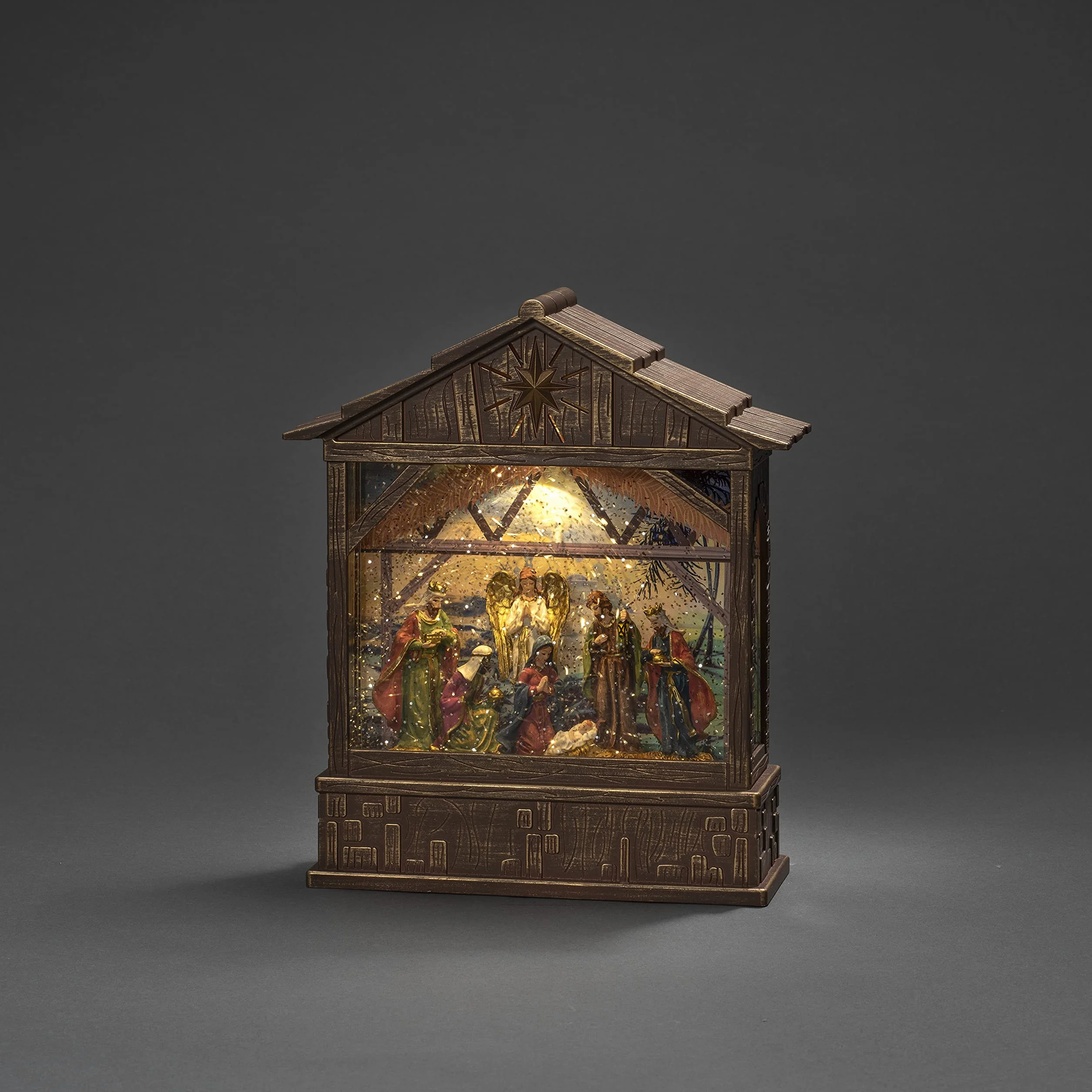 Konstsmide LED Snow Globe Boże Narodzenie szopka bożonarodzeniowa wypełniona wodą/dekoracje świąteczne wewnętrzne światła bateryjne/timer/zasilanie bateryjne: 3xC 1,5 V (z wyłączeniem) lub USB