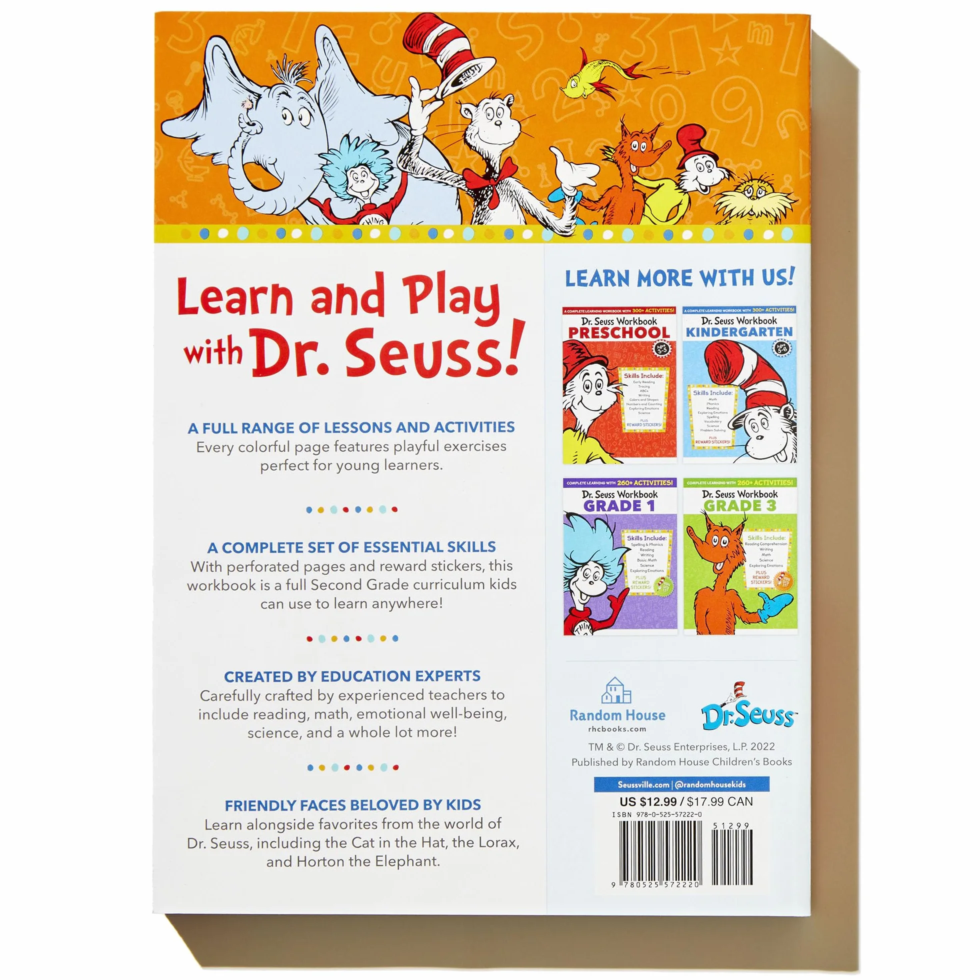Dr. Seuss Workbook: Grade 2: 260+ Fun Activities with Stickers and More! (Spelling, Phonics, Reading Comprehension, Grammar, Math, Addition & Subtraction, Science)