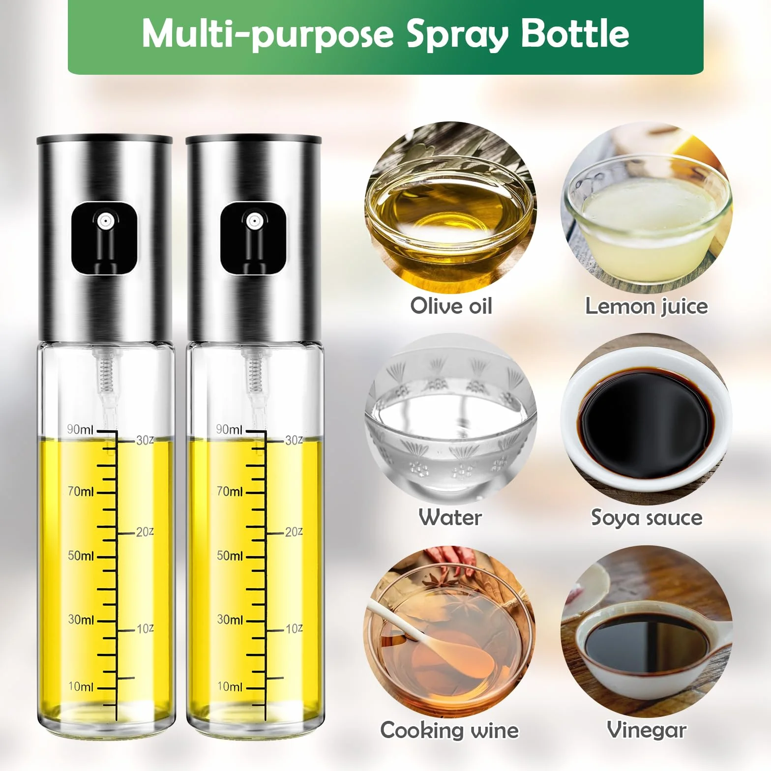 Rozpylacz oleju jadalnego, butelka z rozpylaczem 100ML, Oil Spray Bottle spray na olej do gotowania, Spryskiwacze do oleju szeroki otwór do frytownicy powietrznej, kuchni, grilla i pieczenia