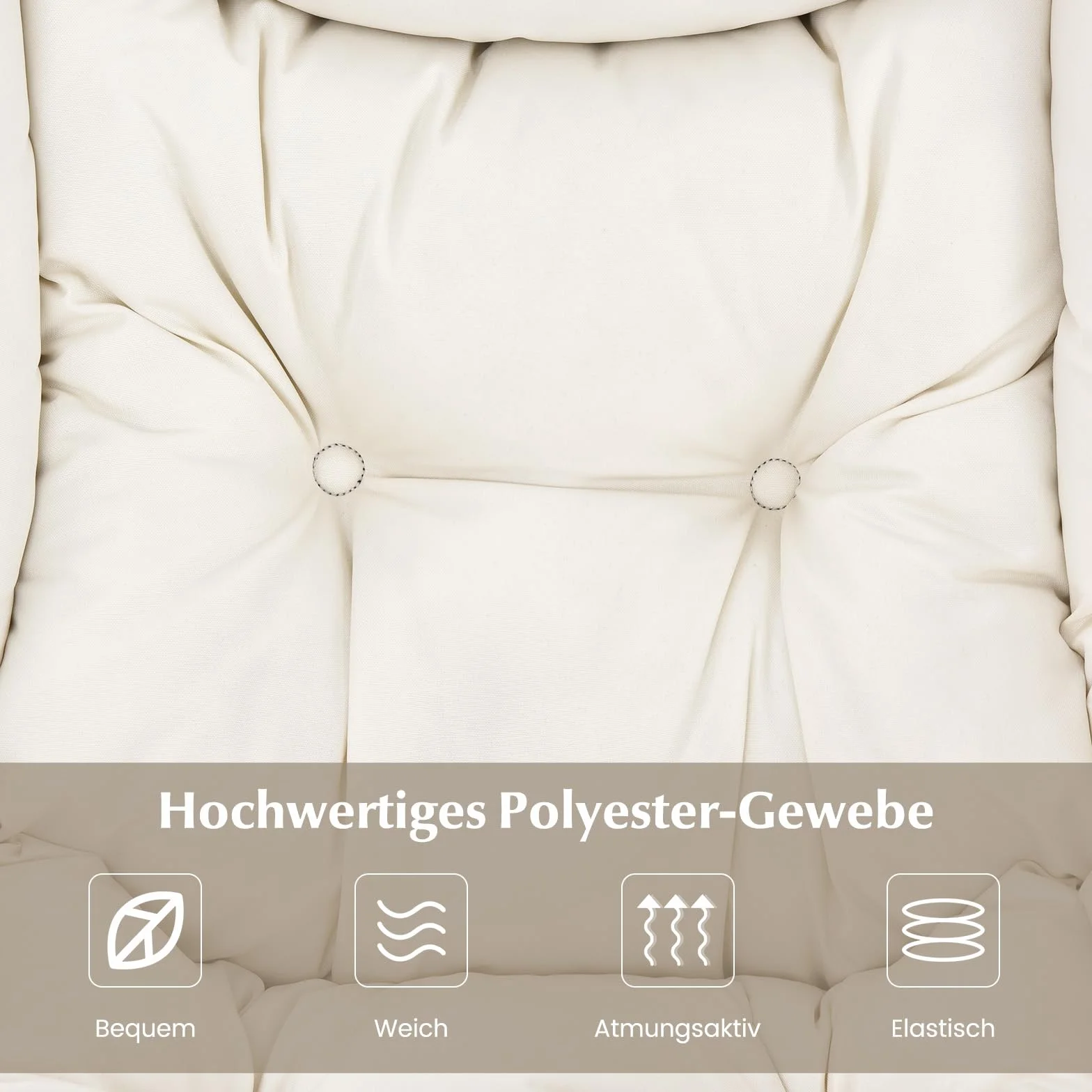 COSTWAY Fotel z taboretem, fotel relaksacyjny z podłokietnikami, kieszenią boczną i podnóżkiem, fotel telewizyjny, fotel z uszami do salonu, sypialni, biura (beżowy), NP10119BEDE