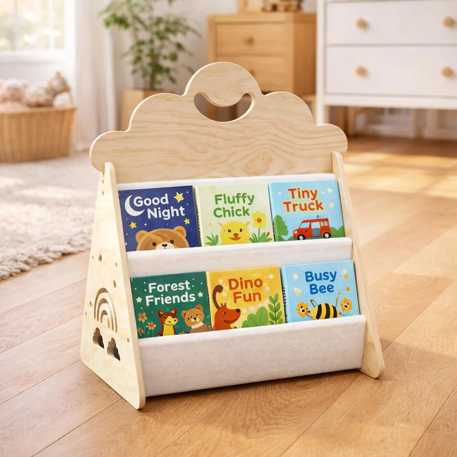 Montessori drewniany regał na książki dla dzieci do pokoju dziecięcego
