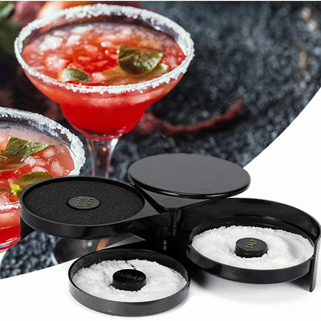 3 Tier Bar Szklany Rimmer na Margaritę i Koktajl, Narzędzie Barmana, Pojemnik Na Przyprawy Salt Box