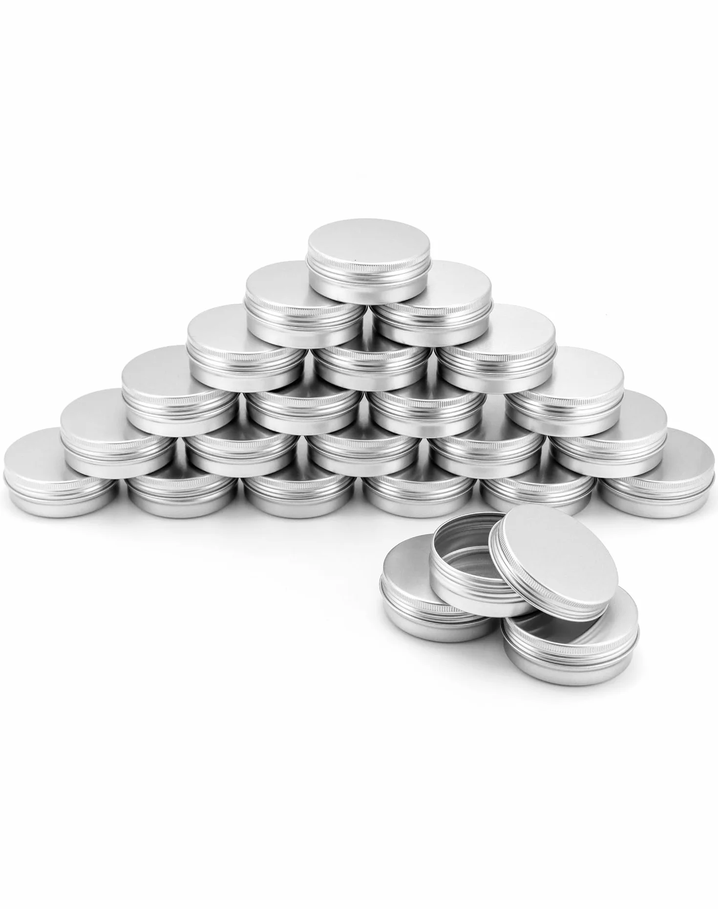 QWORK® Zestaw 24 aluminiowych słoików na kremy z pokrywkami, okrągłe puste słoiki do sortowania biżuterii w kremowym balsamie (60 ml)