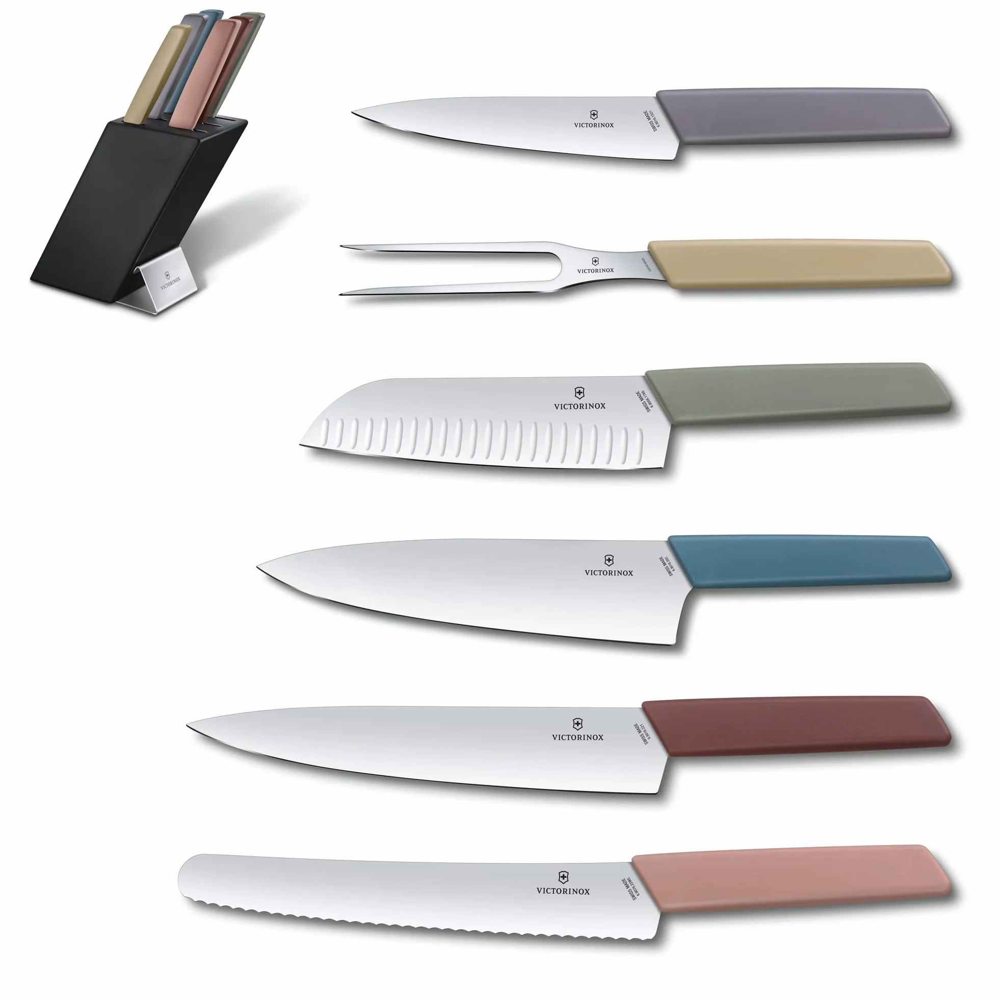 Victorinox, 6.7186.66, Storage + Cutting Boards, Messerblock, mit edlem Holzgriff, Mehrfarbig, Made in Switzerland,