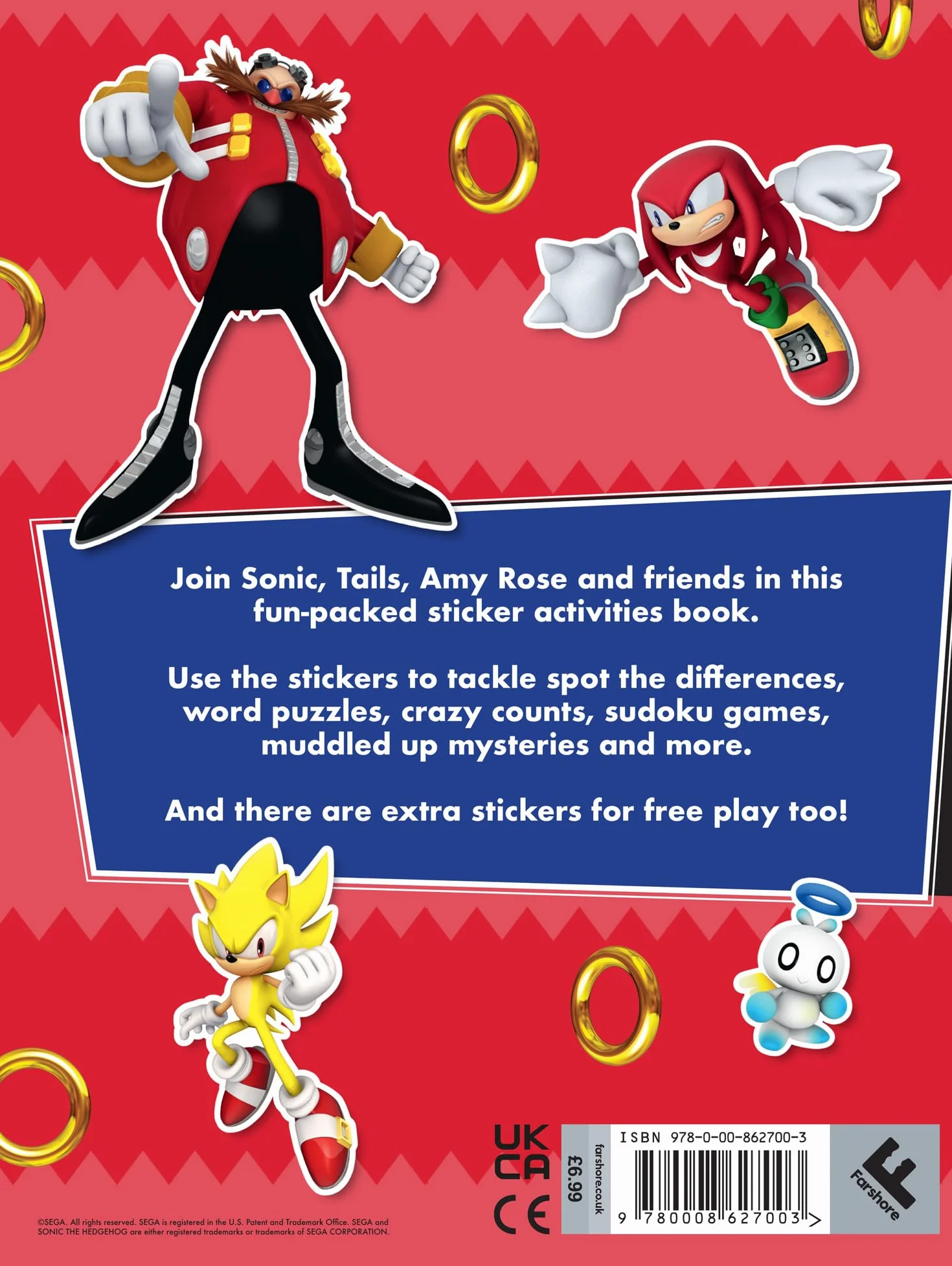 Sonic the Hedgehog Sticker Activities Book: Sticker-Filled Puzzles and Activities Perfect For All Sonic Fans. It Includes 6 Pages of Stickers.