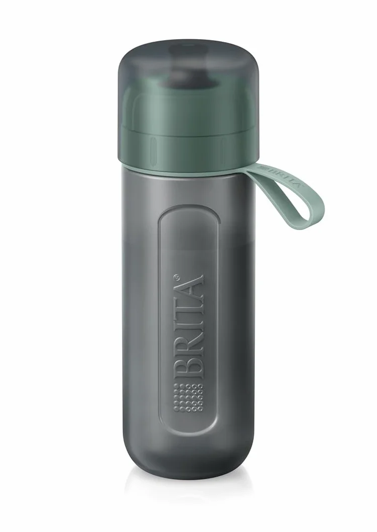 BRITA Butelka filtrująca Active pastelowa zieleń (0,6l) zawiera 2 filtry MicroDisc - elastyczna, sportowa butelka, filtruje chlor, zanieczyszczenia, hormony i pestycydy, zachowuje cenne minerały