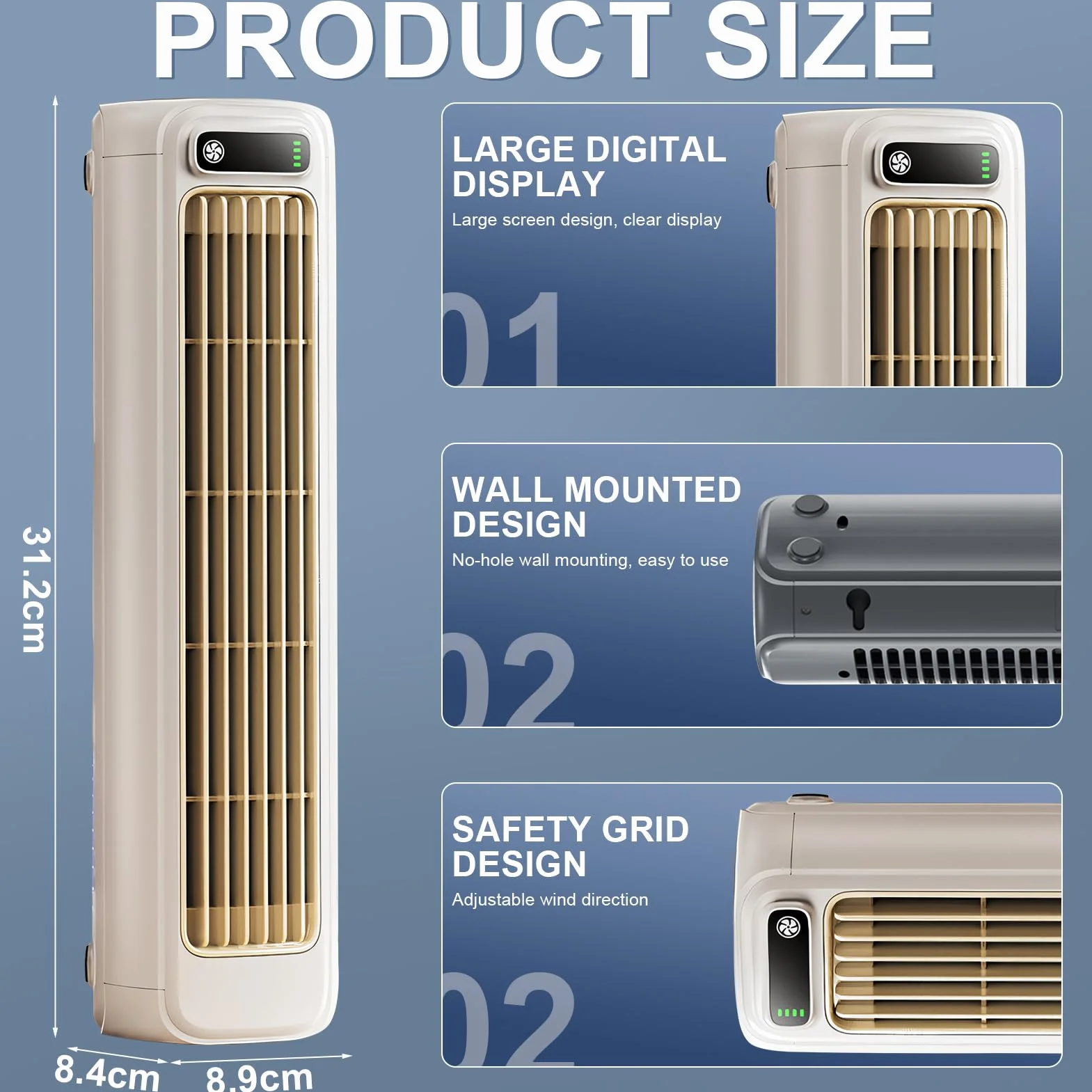 Outfany Cooling Ace przenośny klimatyzator wentylator chłodzący cichy 3 prędkości ładowany biały