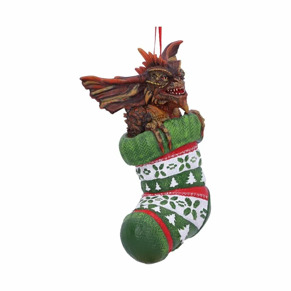 Nemesis Now Gremliny irokez w pończochach wiszący świąteczny dekoracyjny ornament 12 cm, żywica, zielony, oficjalnie licencjonowany towar Harry Potter, odlewany w najlepszej żywicy, fachowo ręcznie