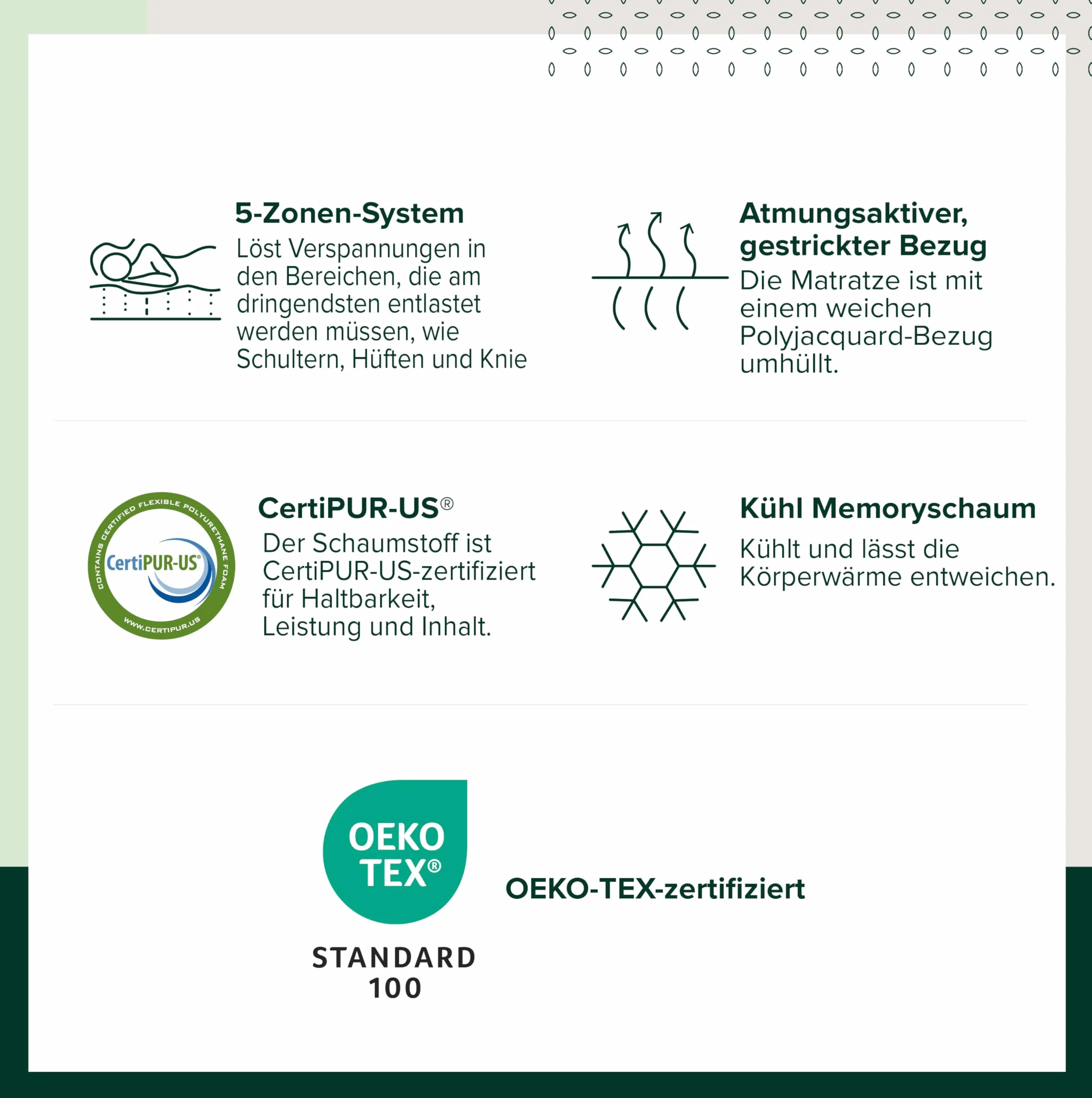 Zinus Ergonomiczny materac piankowy 140x200 cm ortopedyczny średni stopień twardości wysokość 11 cm