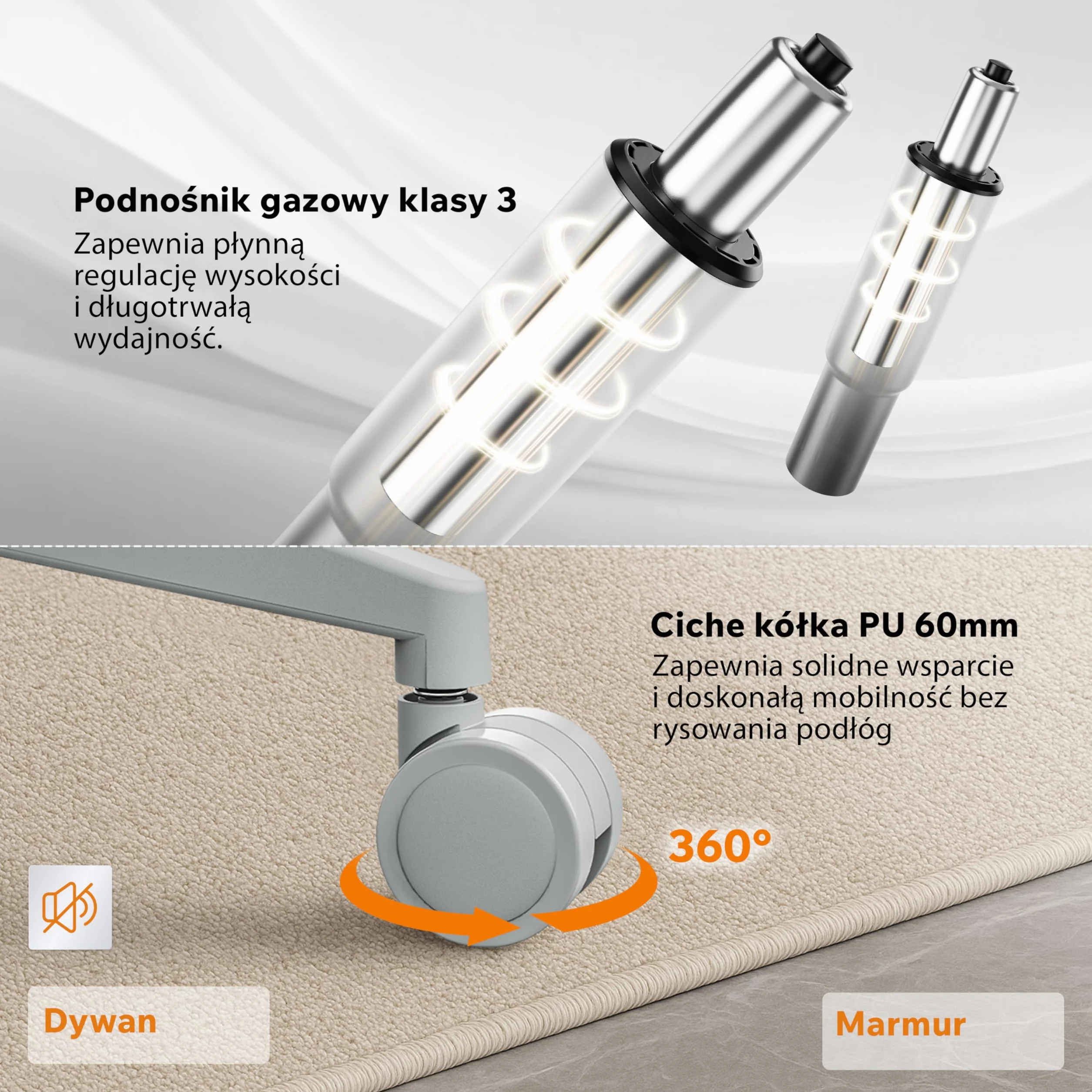 SENSE7 Fotel Biurowy Gamingowy Ergonomiczny Krzesło Obrotowe Biurowe Regulowany dla Home Office Graczy do 150kg Oddychająca Tkanina Regulowany Zagłówek z Podparciem Podłokietnikami 3D - MOYO Szary