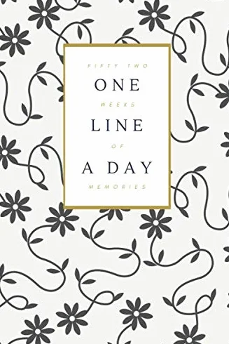 One Line a Day: Journal, 52 Weeks of Memories, Undated, Add Your Own Dates, 6x9, Black and White Floral Pattern Cover