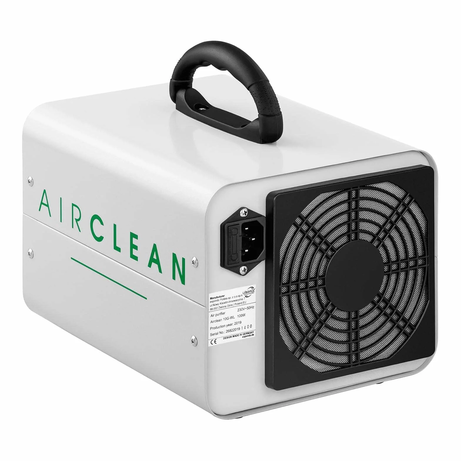 AIRCLEAN generator ozonu 1000 mg/h 102 W timer 120 min stal nierdzewna neutralizator zapachów