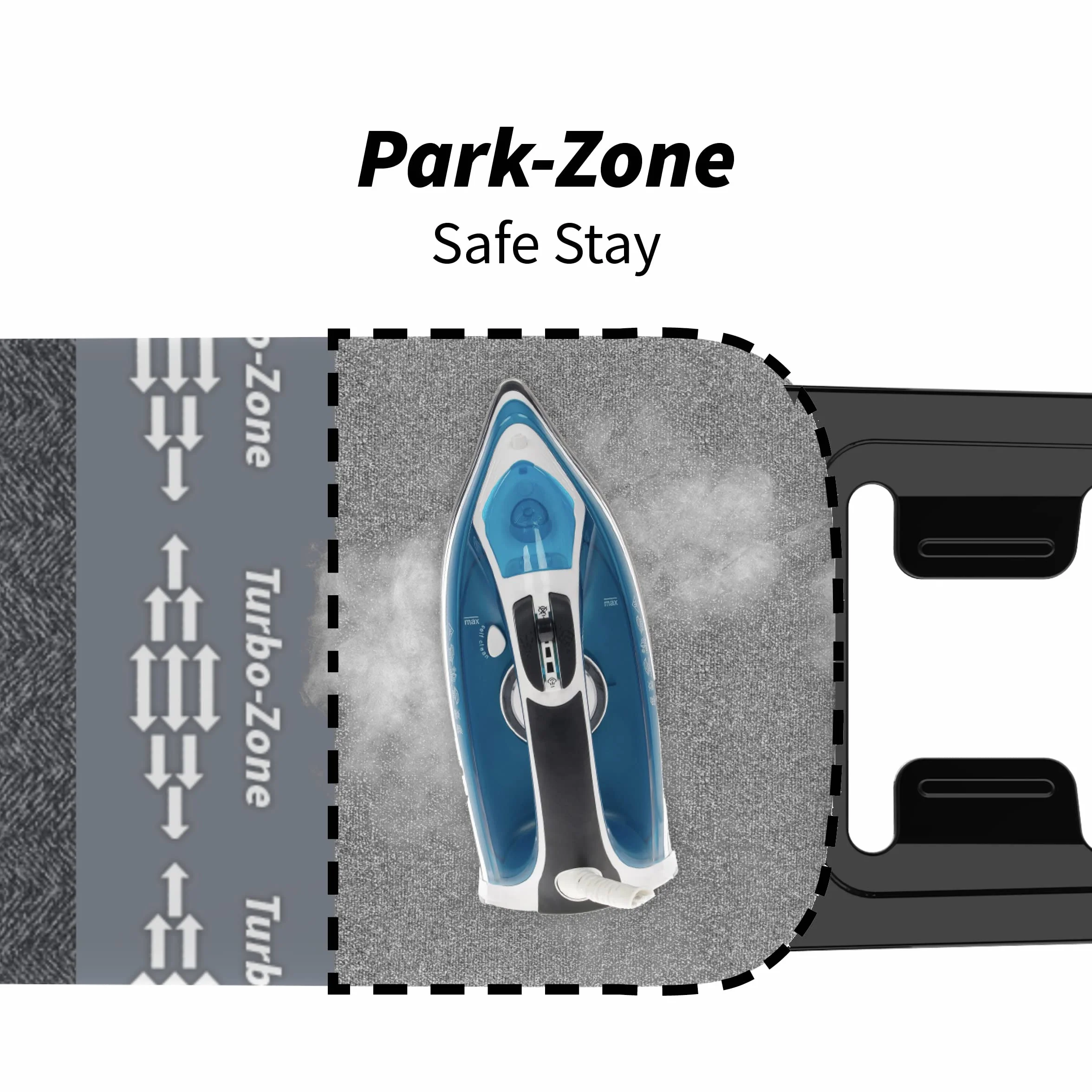 Rörets Deska do prasowania Dual Action Next – technologia Turbo & Park Zone – 4-warstwowa tapicerka i poszewka – regulacja wysokości – powierzchnia prasowania 32 x 108 cm