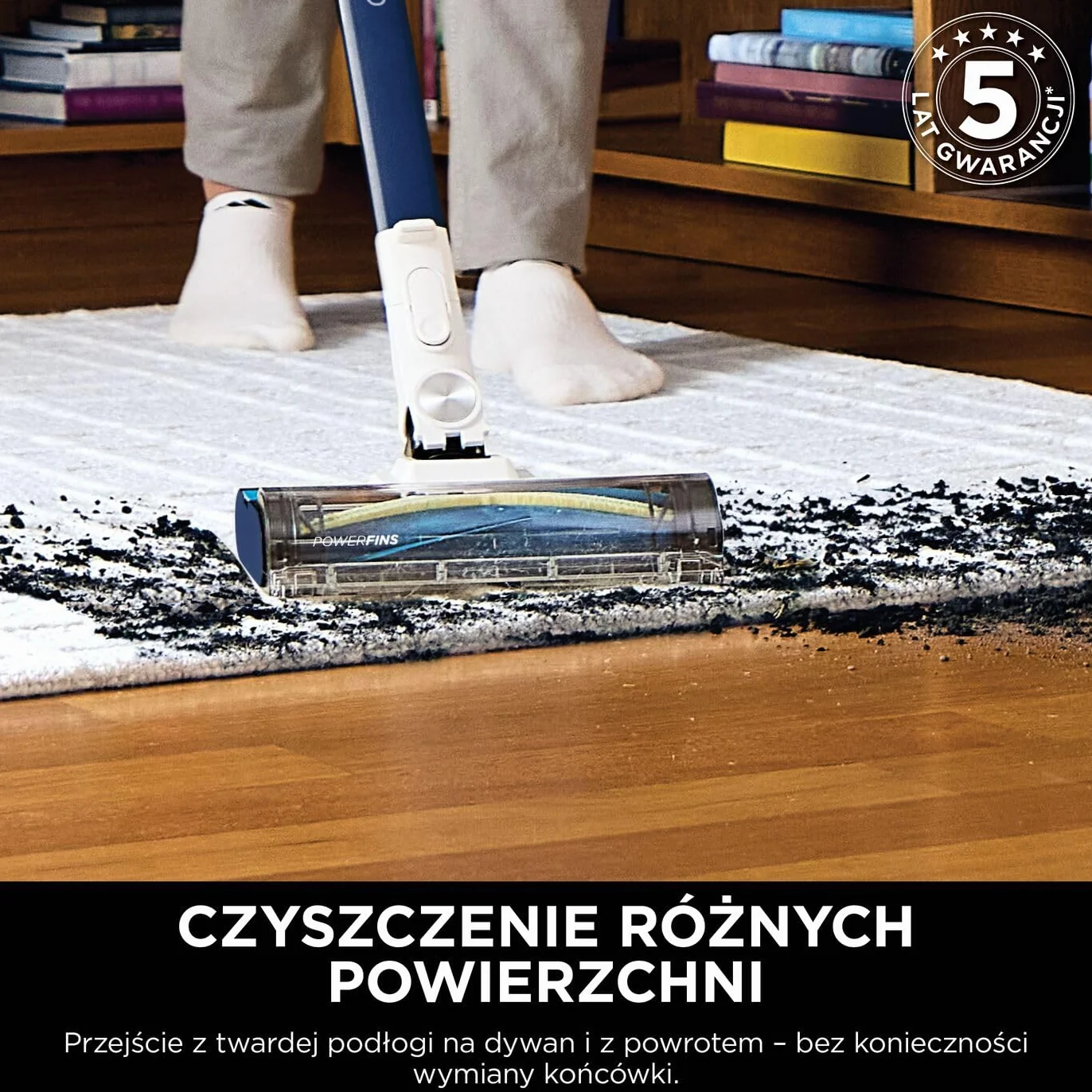 Shark PowerPro Odkurzacz bezprzewodowy, FloorDetect, Anti-Hair Wrap, Anti-Allergen Complete Seal, lekki, elastyczny, tryb ręczny, czas pracy 50 min, pojemnik na kurz XL, granatowy metaliczny, IZ380EU
