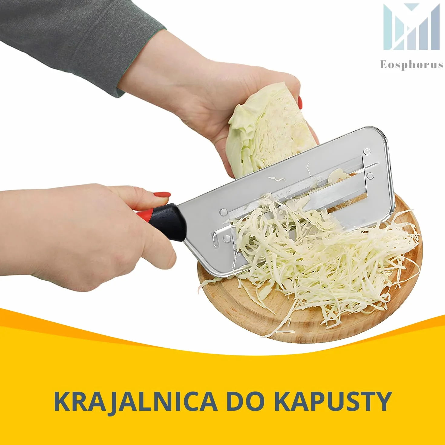 Eosphorus Rozdrabniacz do Kapusty Krajalnica do Kapusty Nóż do Kapusty Kiszonej Surówki z Dwoma Ostrymi Ostrzami ze Stali Nierdzewnej