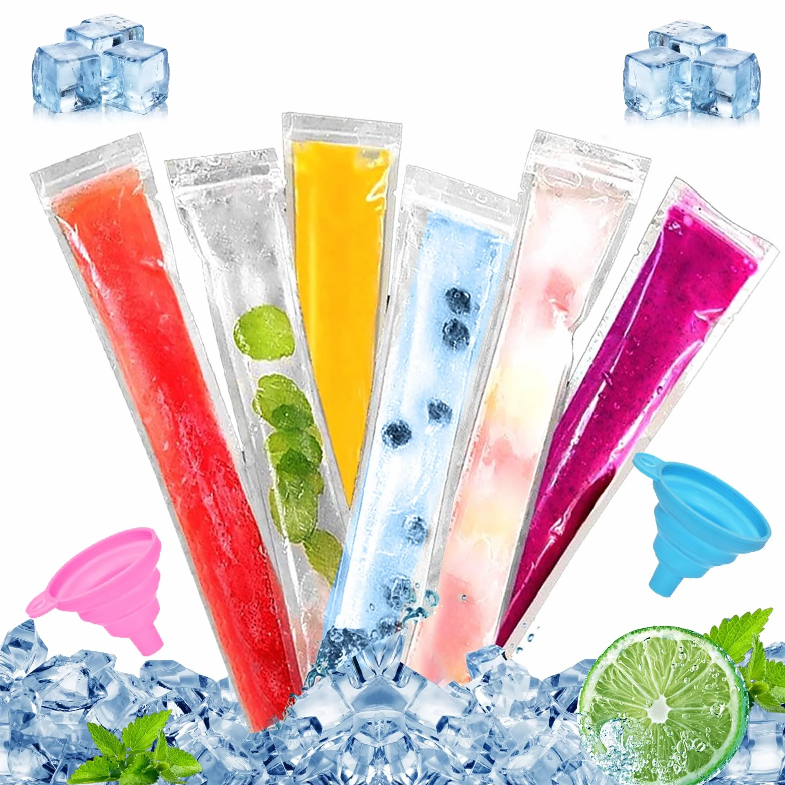 Torebki Popsicle bez BPA, foremki do lodów wodnych z uszczelką, 200 sztuk