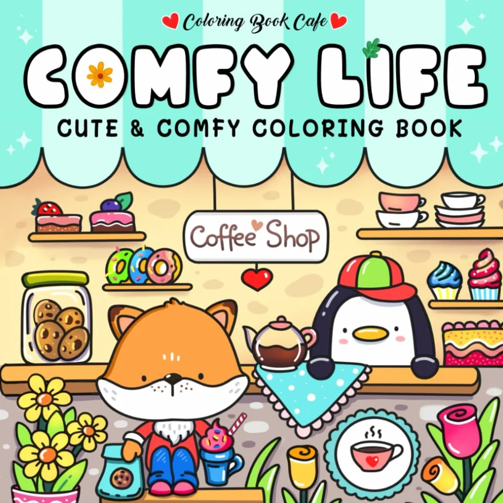 Comfy Life: Cute and Comfy Coloring Book for Adults and Teens Featuring Hygge Scenes with Adorable Animal Characters for Stress Relief and Relaxation