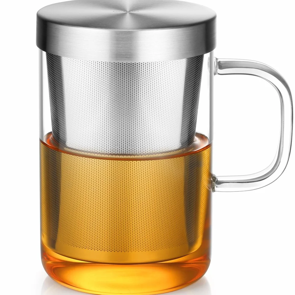 Kubek z Zaparzaczem Stal Nierdzewna Szkło Srebrny Przezroczysty 500 ml