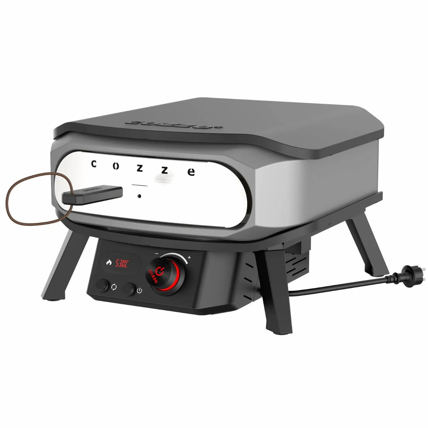 Cozze® Piec do pizzy elektryczny 13” PREMIUM ROTATE 230V 2200W + drzwi, obrotowy kamień kordierytowy 34,5 cm, panel cyfrowy LED, pizza do Ø34 cm