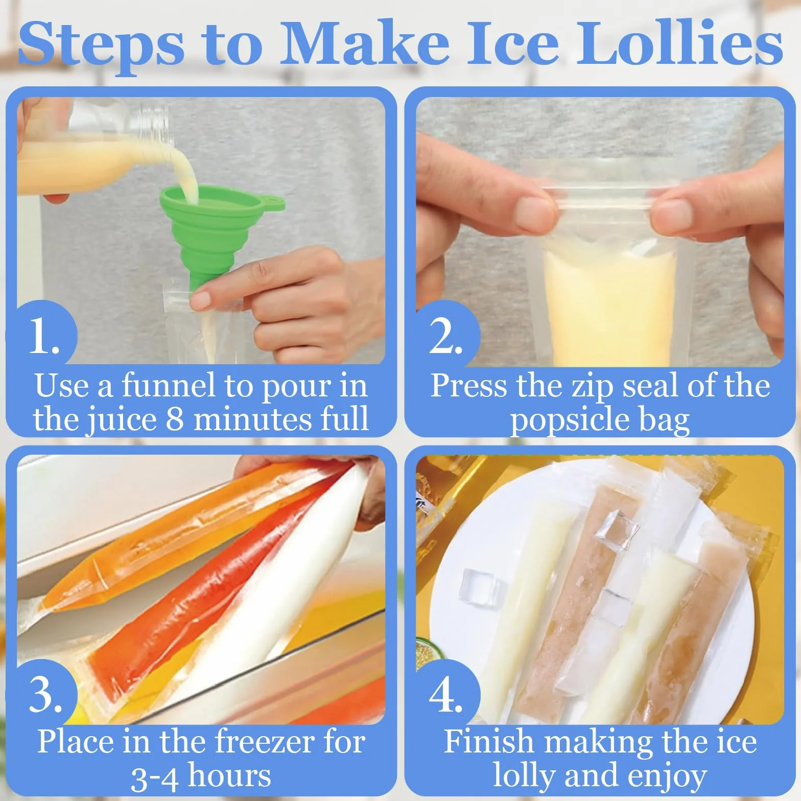 Torebki Popsicle bez BPA, foremki do lodów wodnych z uszczelką, 200 sztuk