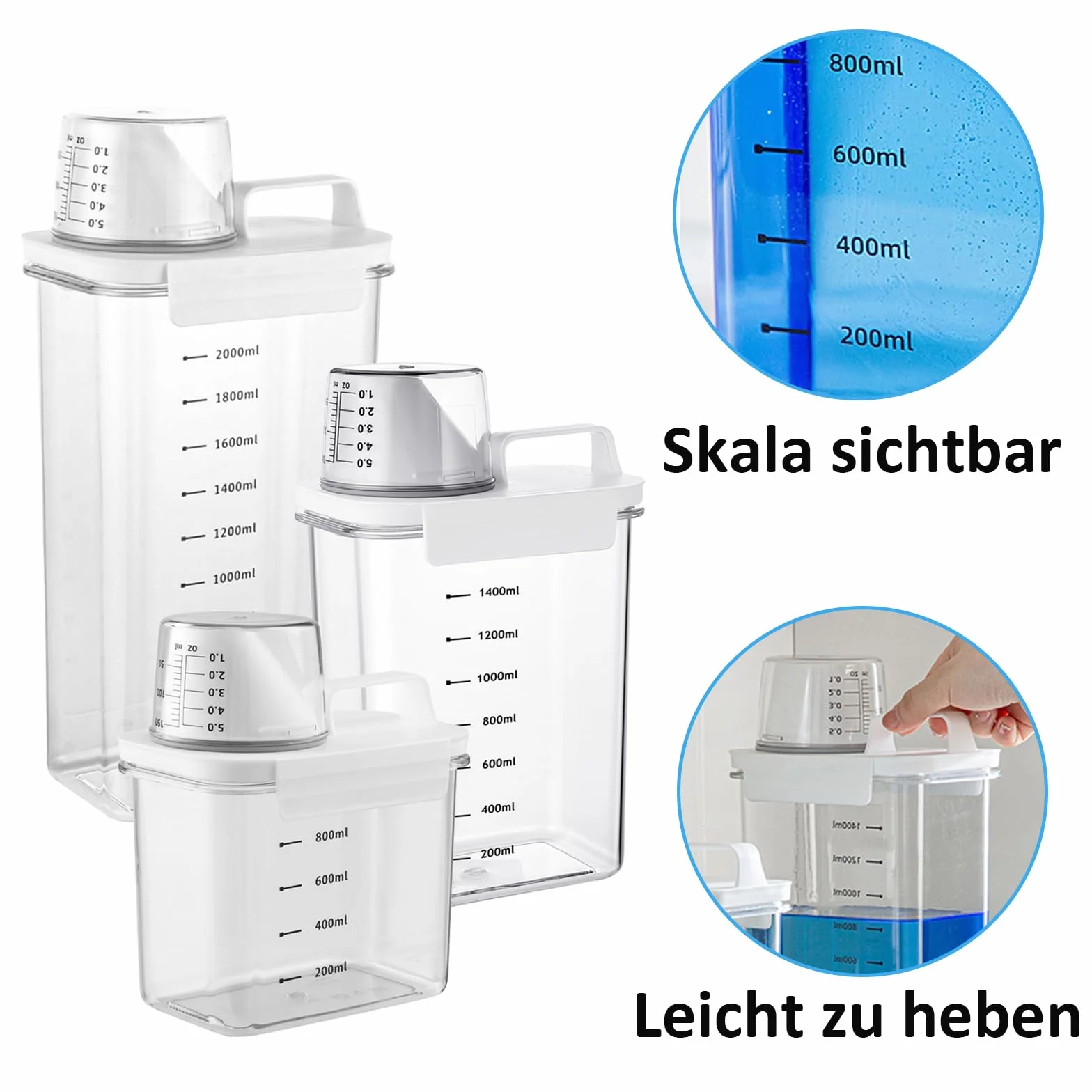 Hermetyczny dozownik środu piorącego 1800 ml, uniwersalne pudełko na proszek do prania, wielofunkcyjne