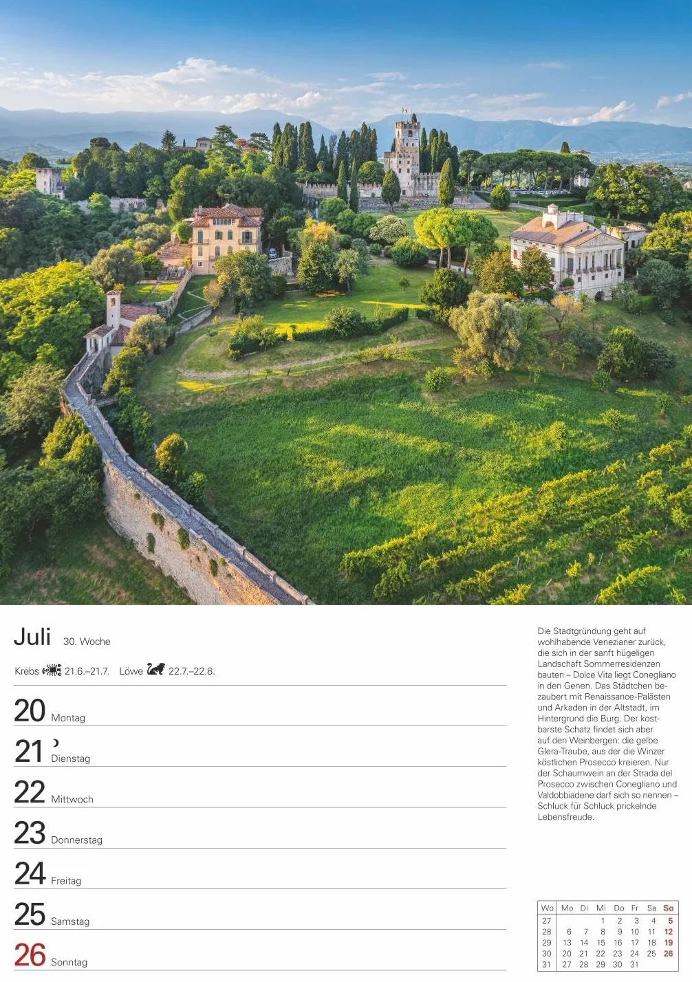 Italien Wochenplaner 2026 - Eine Reise in 53 Bildern: Eine Reise nach Bella Italia in faszinierenden Fotografien. Wandkalender 2026 zum Eintragen im Format 25 x 35,5 cm
