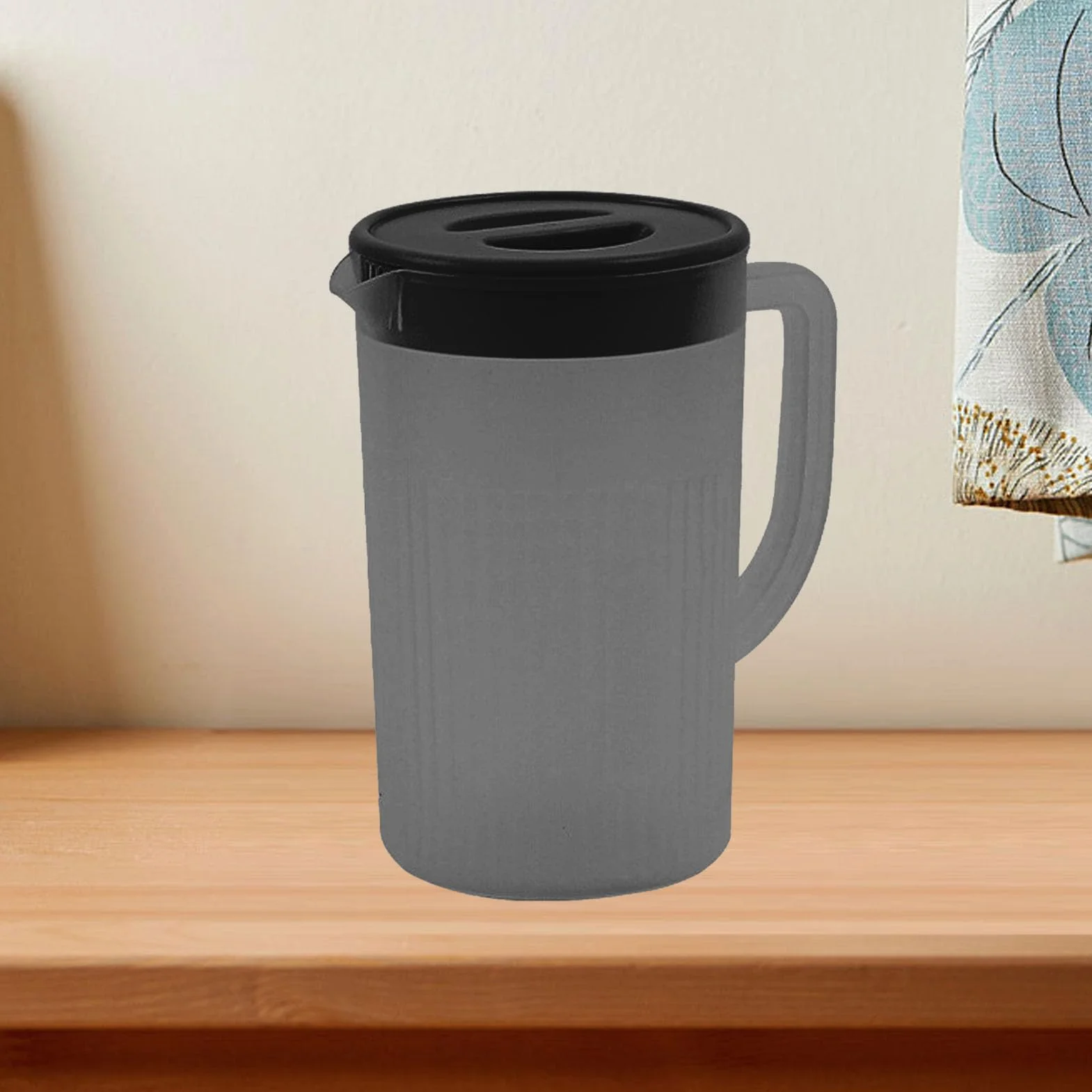 Fdit Plastikowy dzbanek na wodę, przezroczysty napój, dzbanek na mrożoną herbatę, gorąca, zimna woda, wino, kawa, mleko i sok, karafka, nocna karafka na wodę na biurko, sypialnia (czarna)