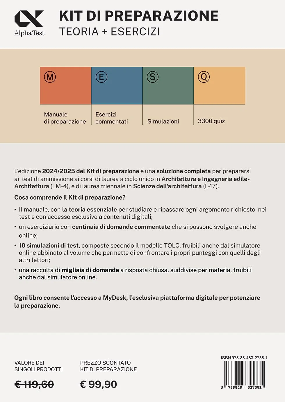 Alpha Test. Architettura. Test arched. Kit di preparazione. Per l'ammissione a tutti i corsi di laurea in Architettura e Ingegneria Edile-Architettura, Scienze dell'architettura. Ediz. MyDesk. Con...