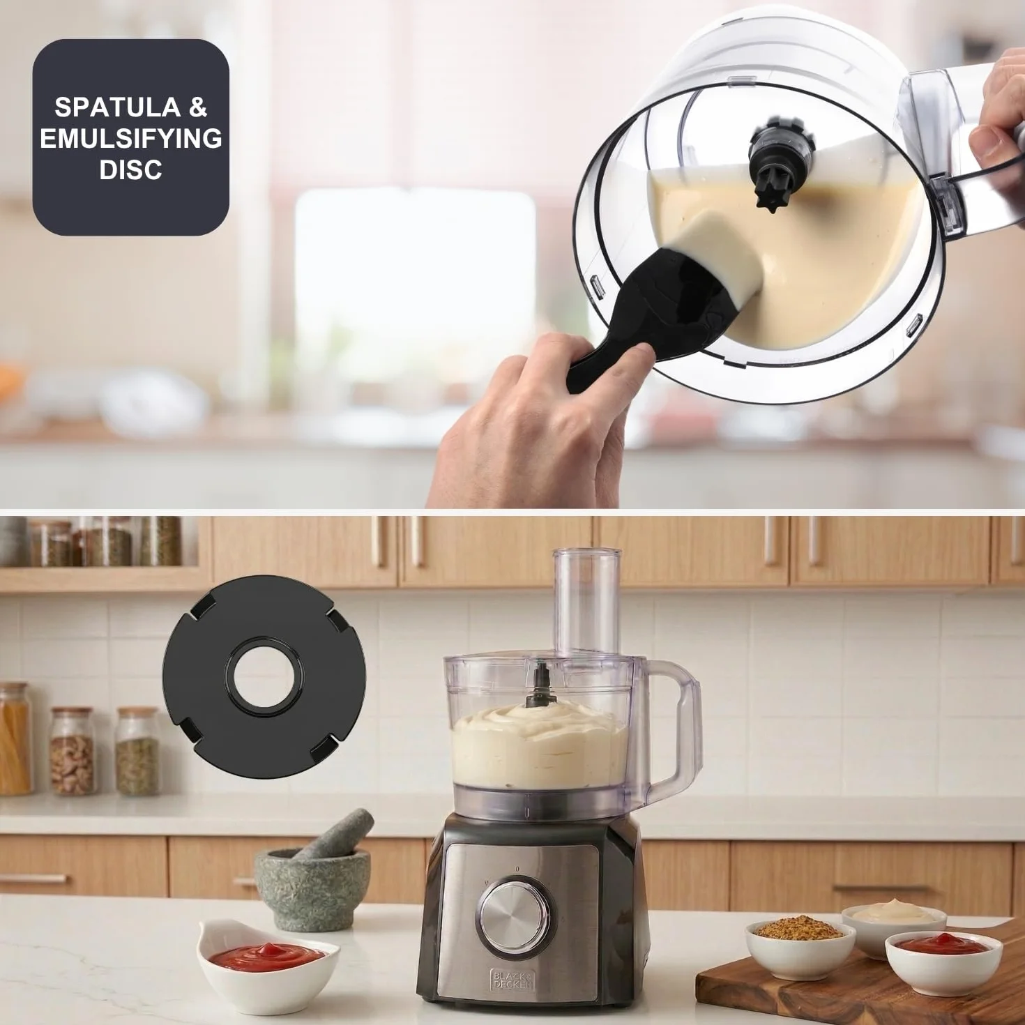 BLACK+DECKER BXFPA1200E robot kuchenny, 1200 W, pojemnik 1,5 l, 2 poziomy prędkości/funkcja turbo, 8 akcesoriów, ochrona przed odciskami palców, ostrza i tarcze ze stali nierdzewnej, nie zawiera BPA