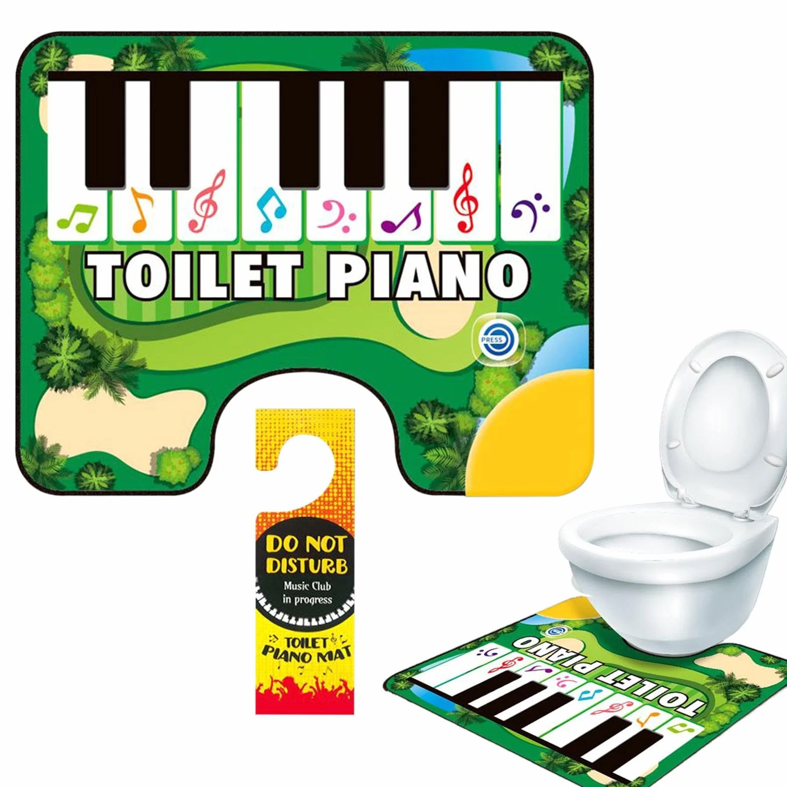 Musical Potty Mat, Piano Sound Rug, Interactive Carpet for Bathroom, 23.62x18.9 Inches, Cloth, PVC